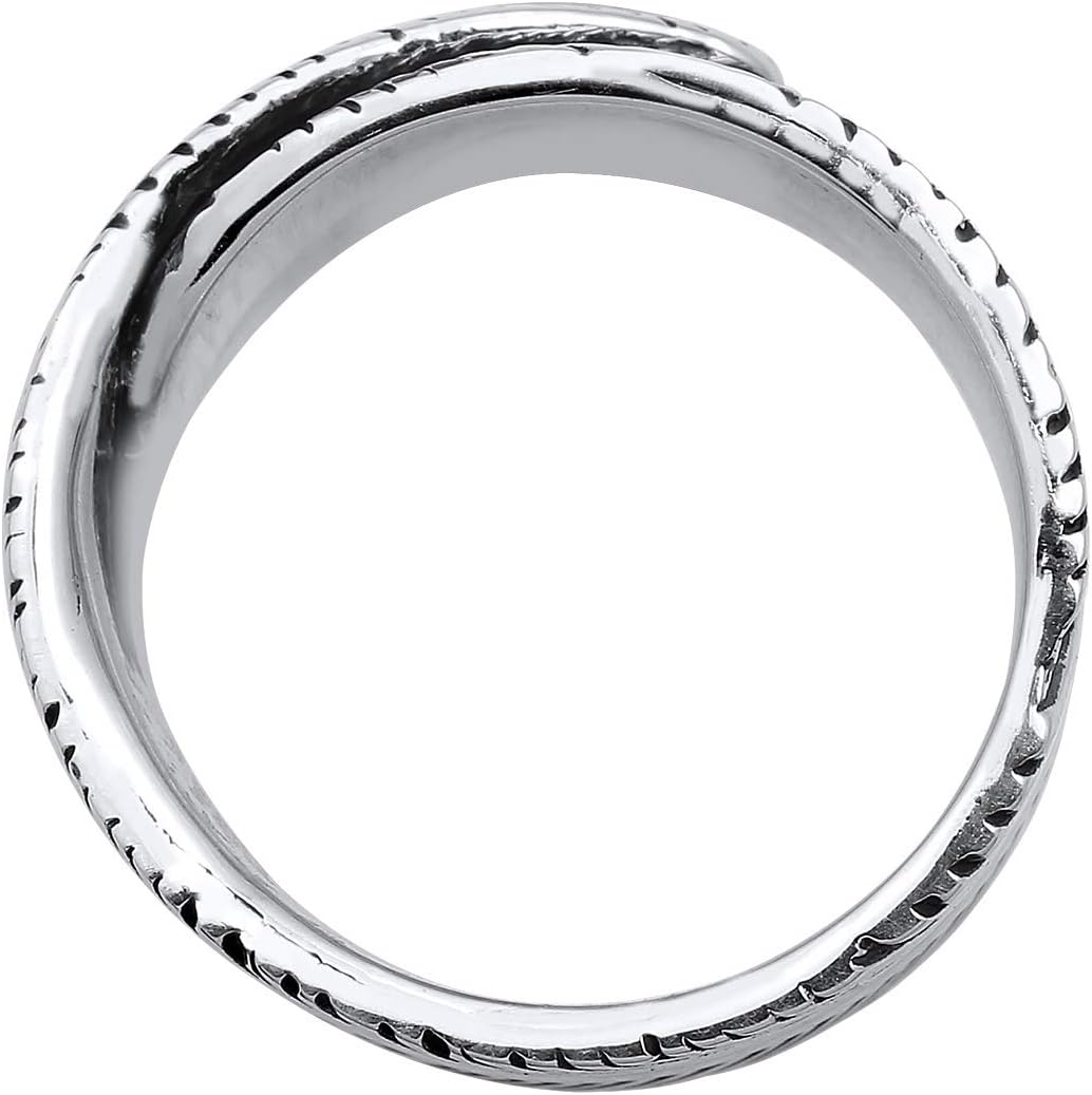 Thumbnail 2 de Kuzzoi Massiver Herrenring (14 mm) im Feder Design, schwarz oxidiert – Bandring aus 925 Sterling Silber, Ringgröße 60–66