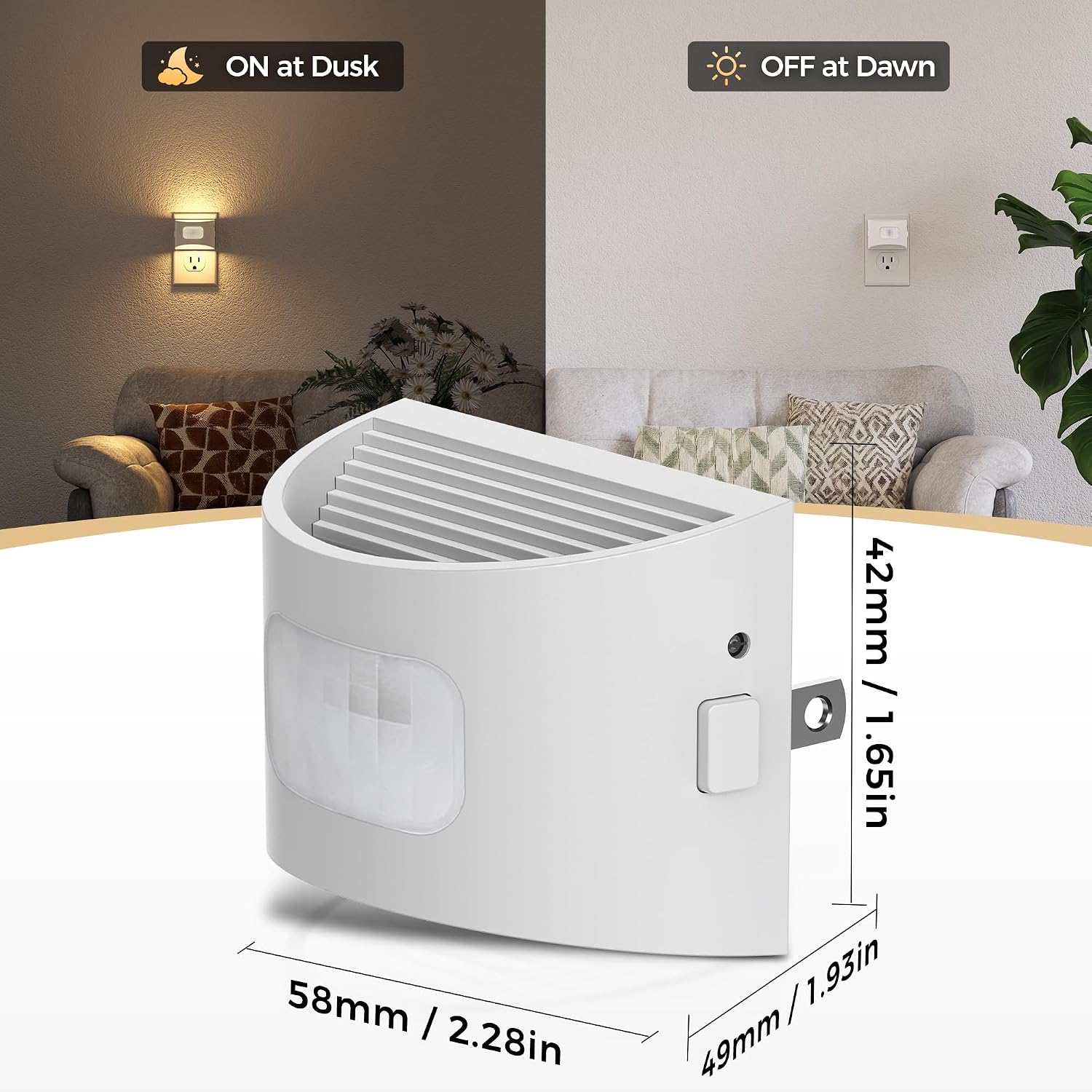 Detalle 1 de DORESshop CAD-GY17702WHUS-2 Motion Sensor Night Light, 3000K Warm White
