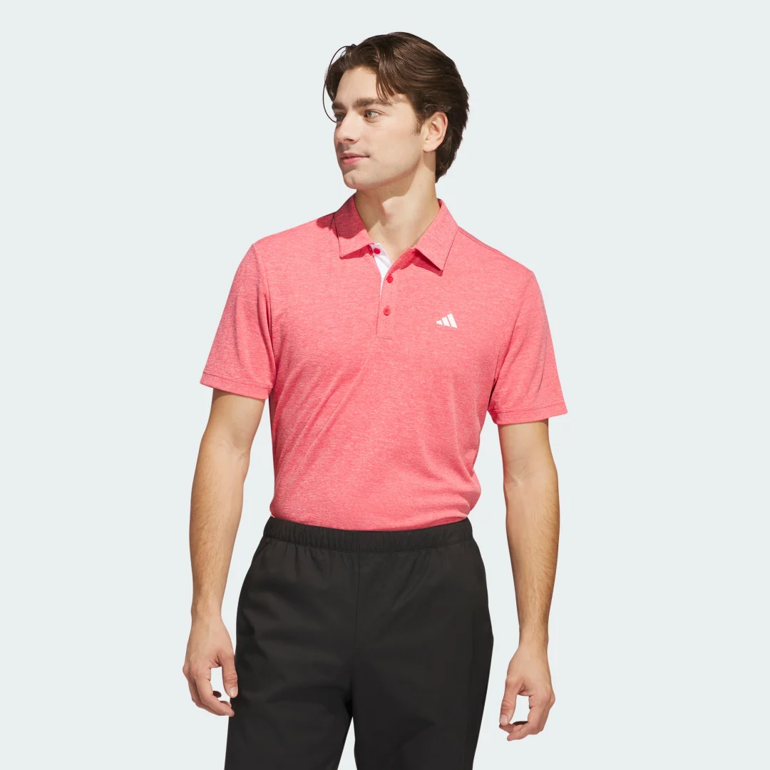 Detalle de Polo Drive Heather de Adidas, rosa – estilo clásico para uso diario