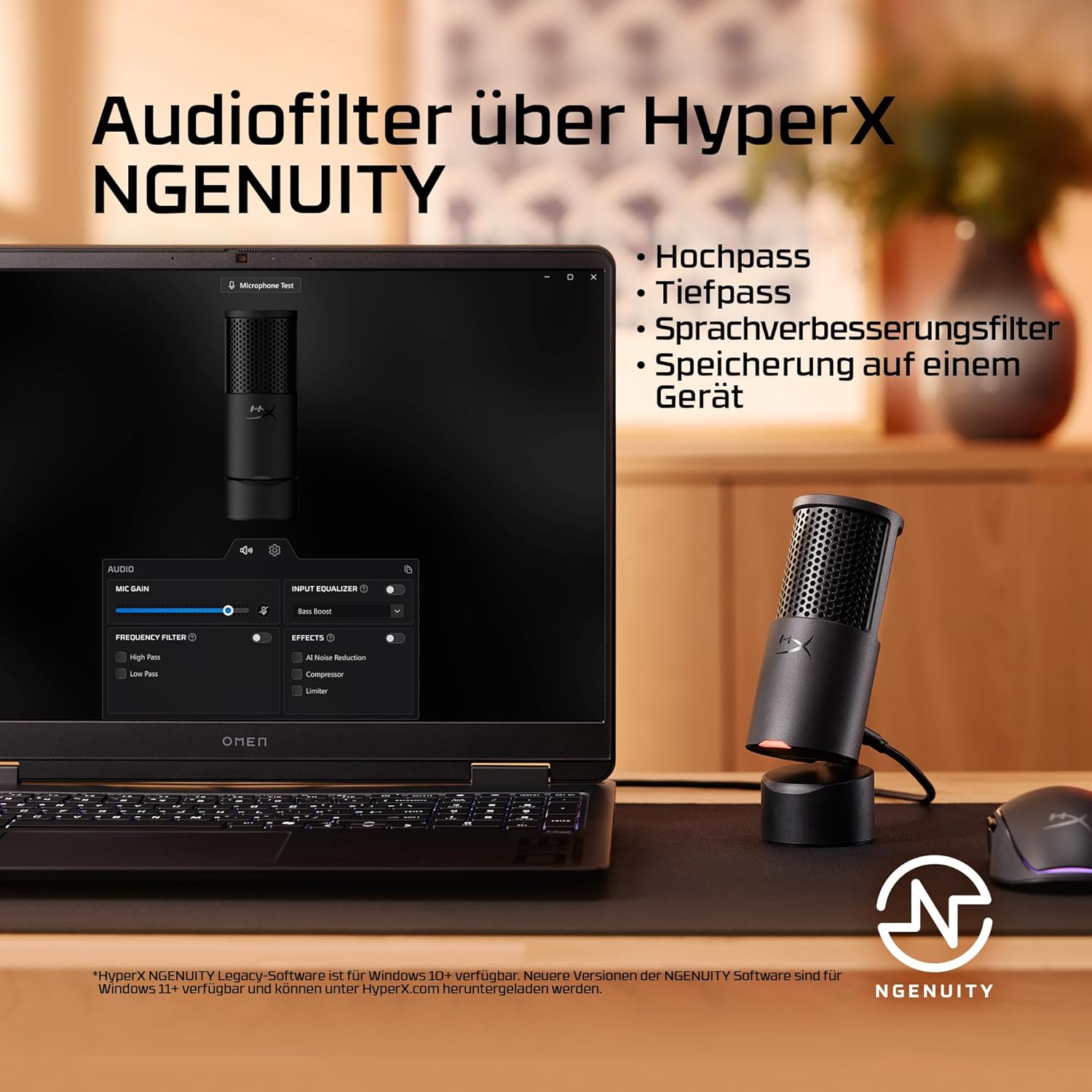 Thumbnail 6 de HyperX SoloCast 2 USB-Mikrofon (SoloCast 2) für Gaming & Streaming mit Tap-to-Mute, 96 kHz/24 Bit und integriertem Popfilter