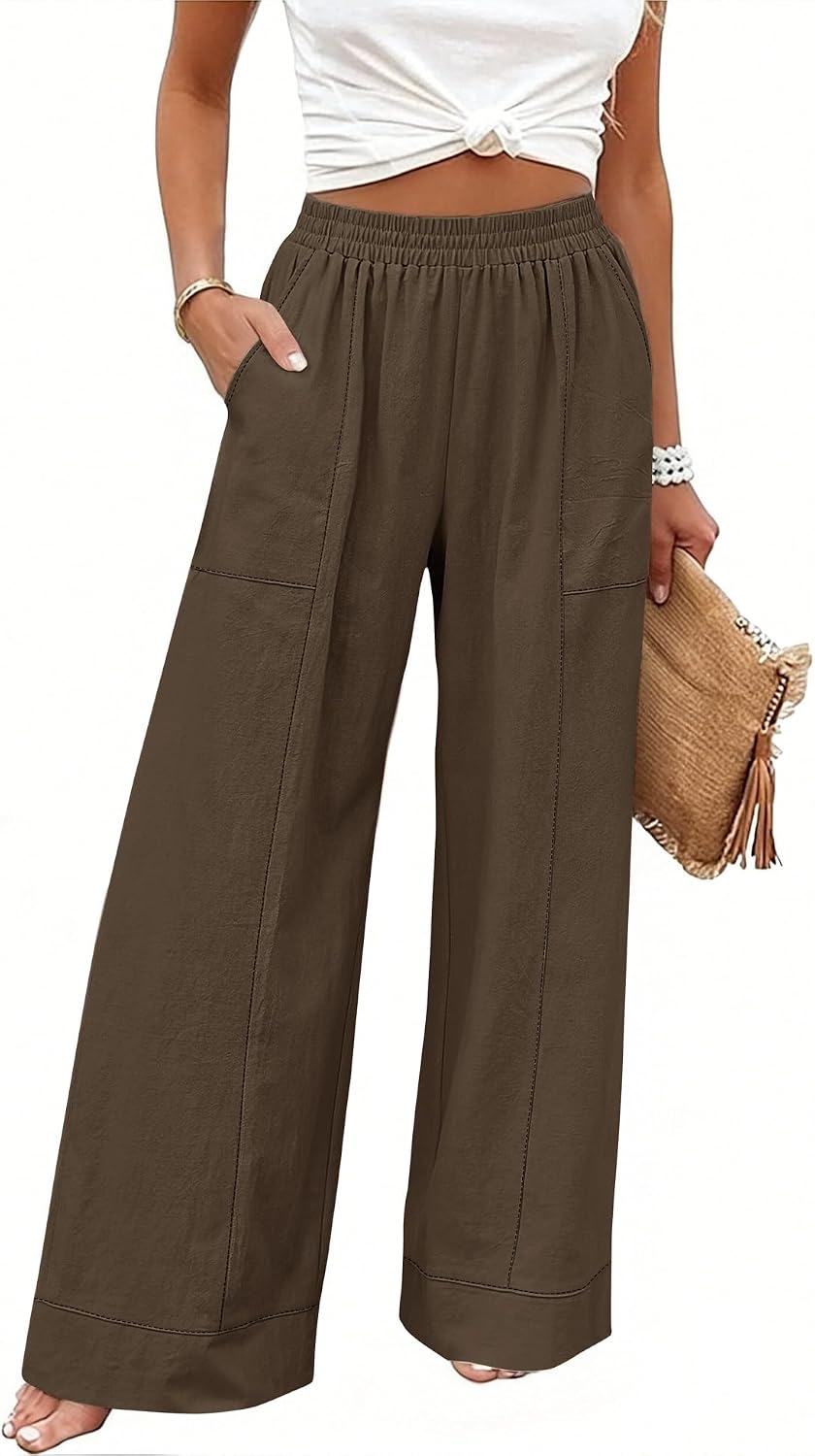 Thumbnail 6 de Rapbin Women's Elastic Waist Palazzo Pants: Casual Wide-Leg Lounge Trousers with Pockets