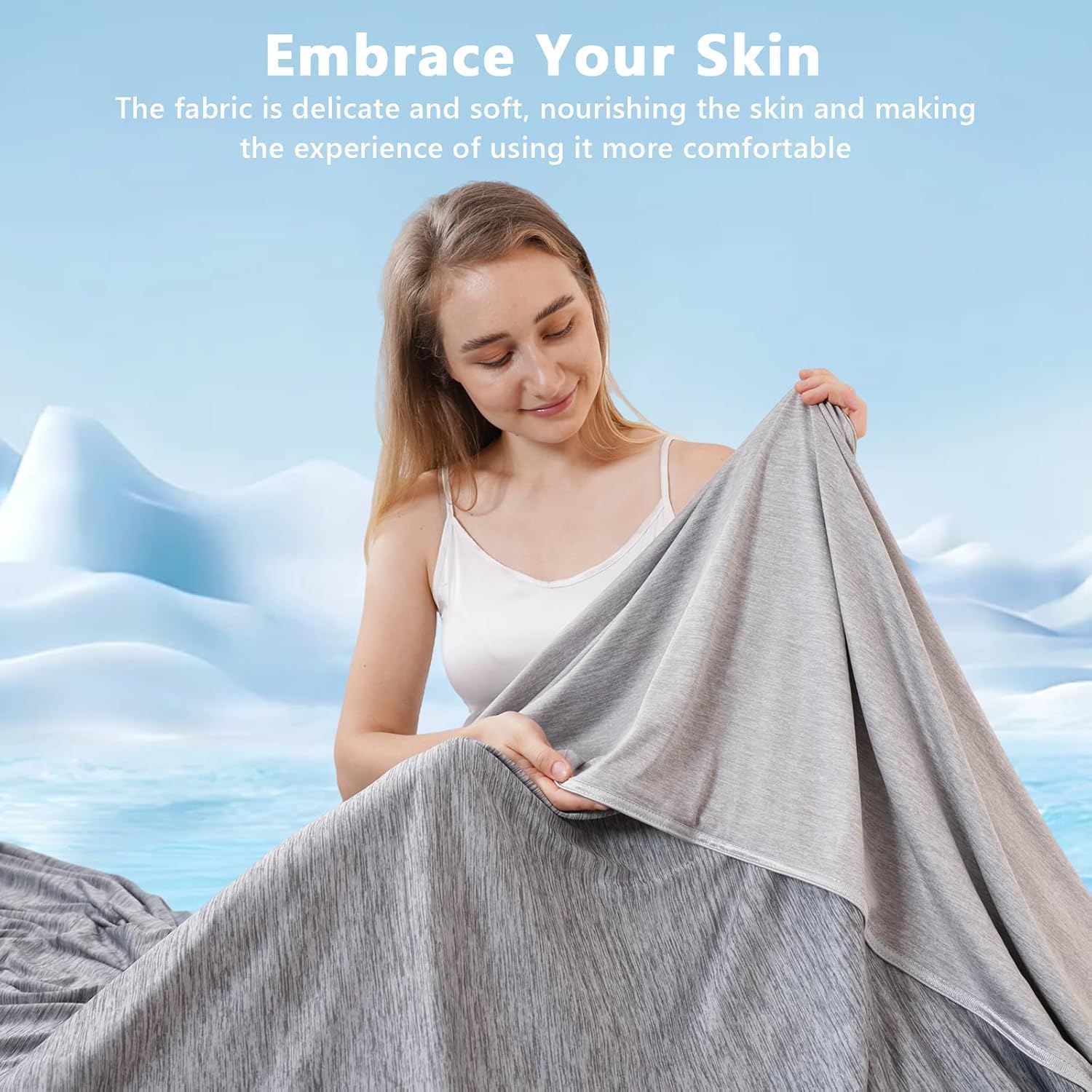 Thumbnail 5 de QUTOOL Cooling Blanket for Night Sweats with Q-Max>0.5 Cooling Fibres (Grey, 200 x 220 cm)