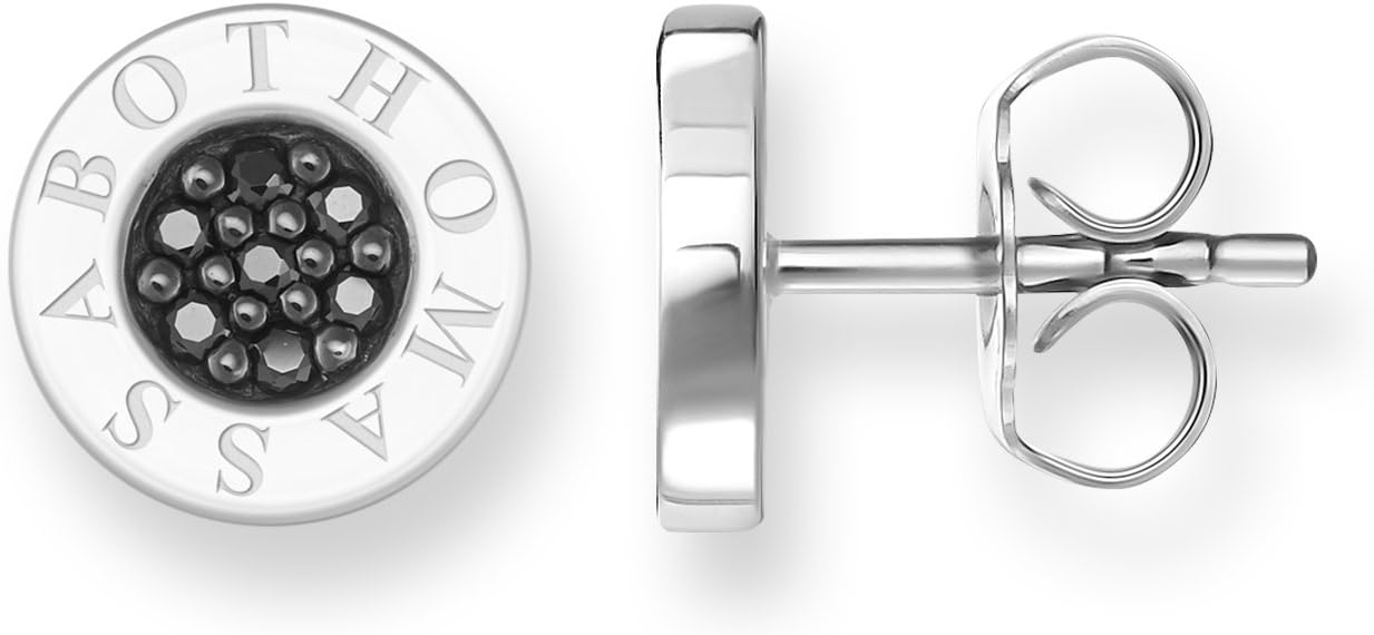 Detalle 1 de Thomas Sabo Orecchini Donna Borchie Classic Zirconia Nera Argento Sterling 925 H1547-051-11