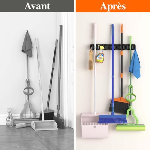 Detalle de Lifewit Porte Balais Murale — Range balai mural antidérapant pour organisation du nettoyage et rangement intérieur/extérieur