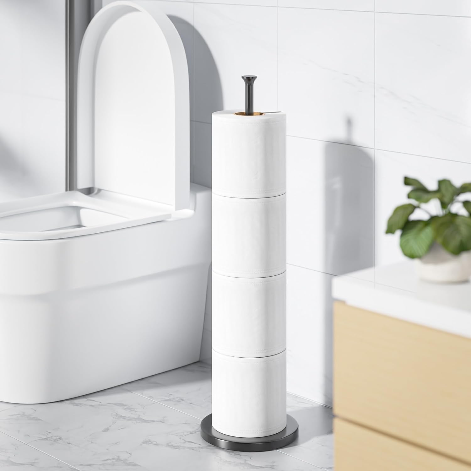 Thumbnail 6 de Toilettenpapierhalterständer (mit Reservefunktion) aus Edelstahl – freistehend, Platzsparend und für 4 Ersatzrollen