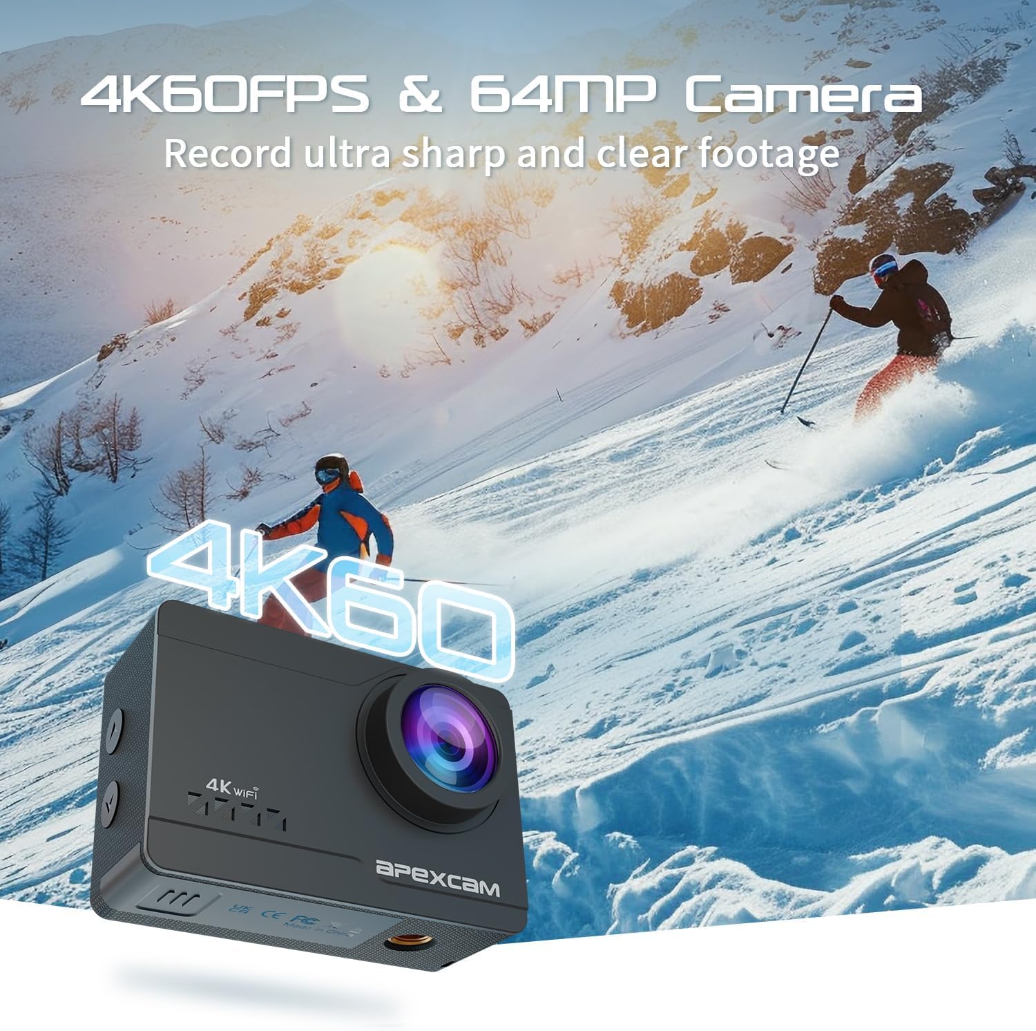 Detalle 2 de Apexcam M90 4K60FPS Action Cam mit 128GB Karte