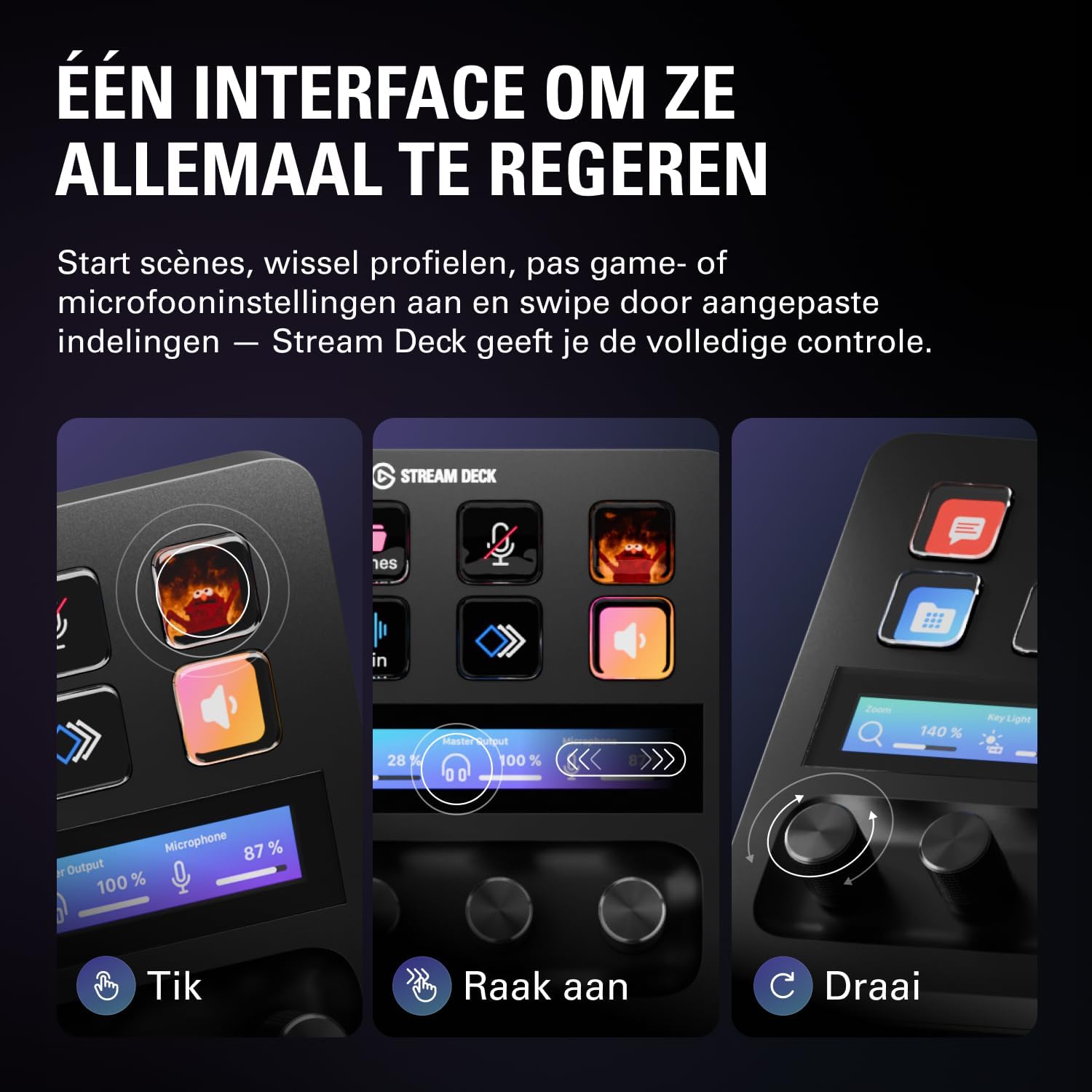 Thumbnail 4 de Elgato Stream Deck + studiocontroller en audiomixer met LCD-toetsen en draaiknoppen