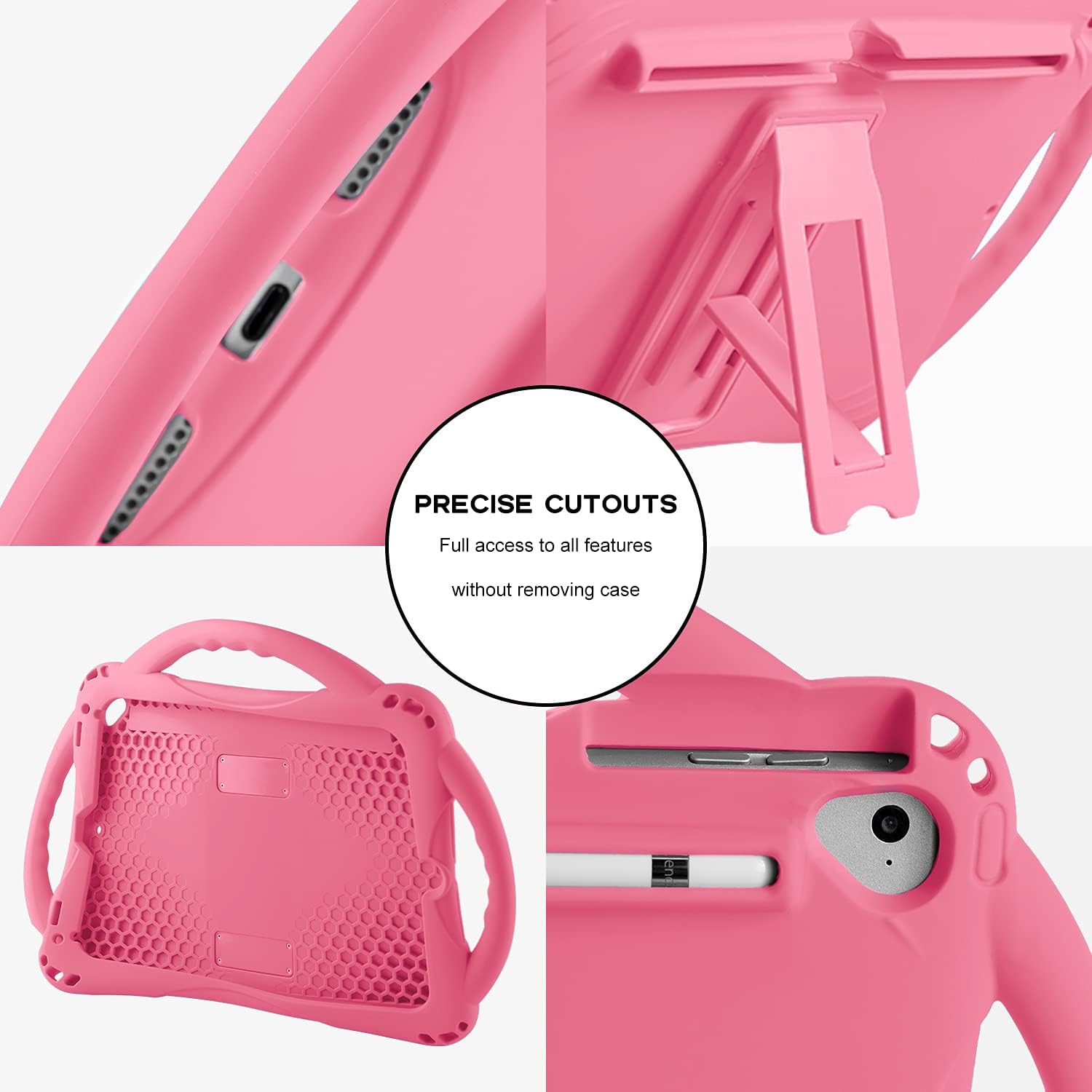 Detalle de TopEsct Kids Case for 9.7-inch iPads (6th/5th Gen, Air 1st/2nd Gen, Pro 2016) with Built-in Kickstand, Handle and Strap – Pink