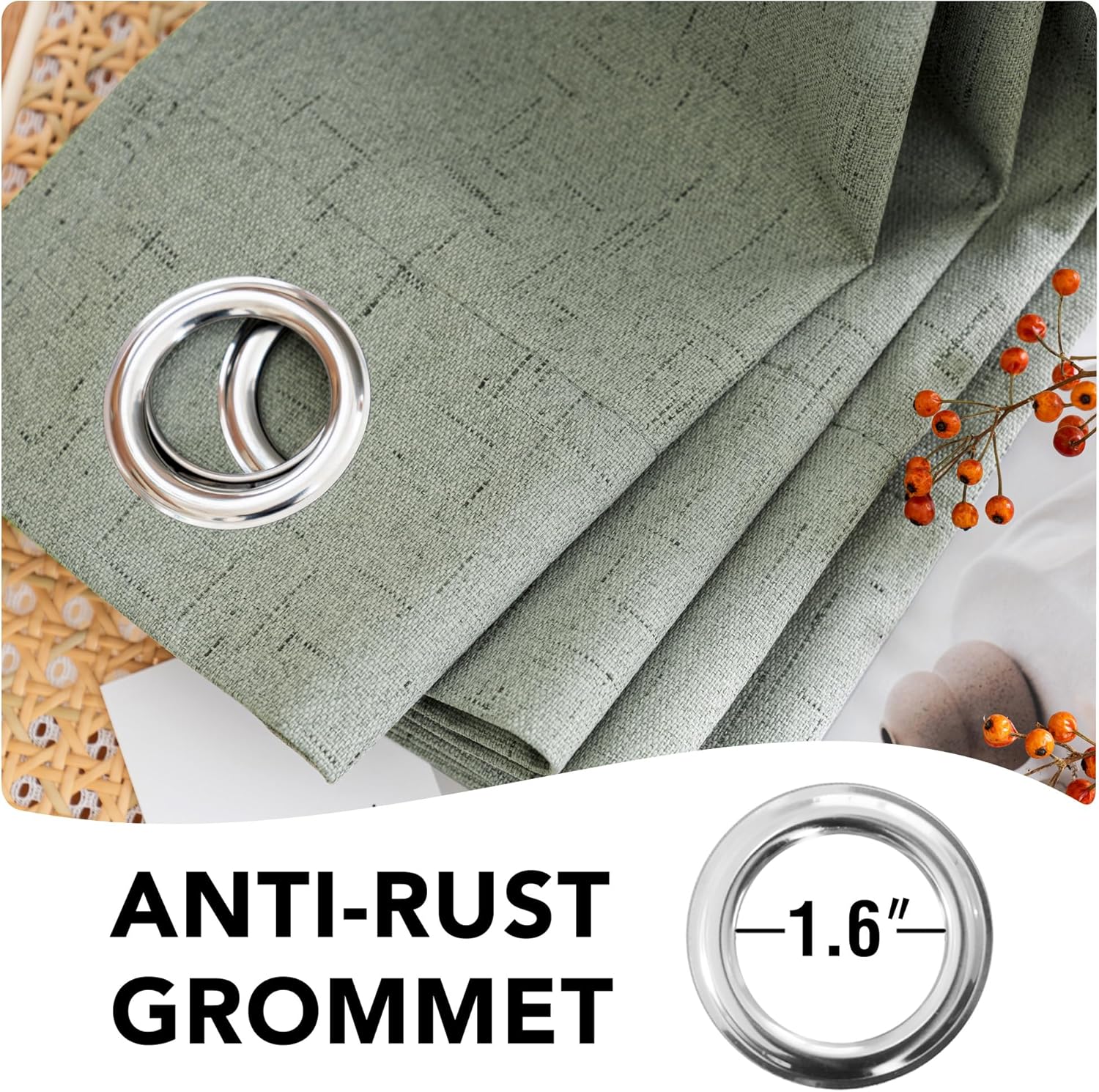 Thumbnail 5 de H.VERSAILTEX Linen Blackout Curtains (2 Panels) 108 Inches Long, Thermal Insulated Grommet Drapes