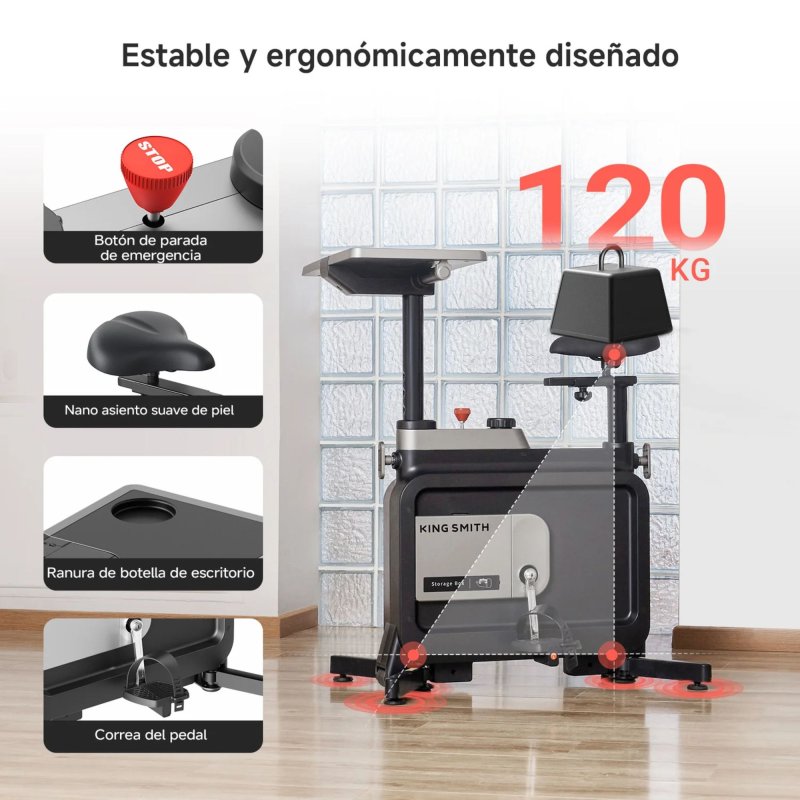Thumbnail 2 de Kingsmith W1b 3 en 1: bicicleta estática plegable con escritorio integrado para home office