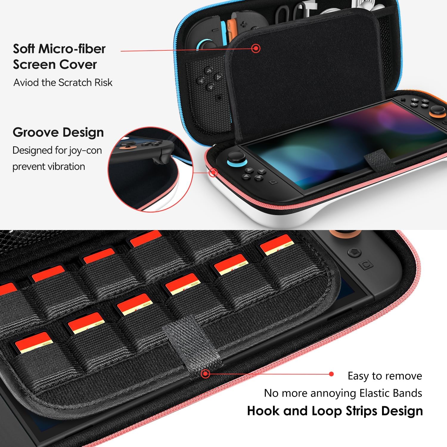 Detalle de ivoler Carry Case for Nintendo Switch 2 (2025 Model) in white – protective hard shell travel pouch