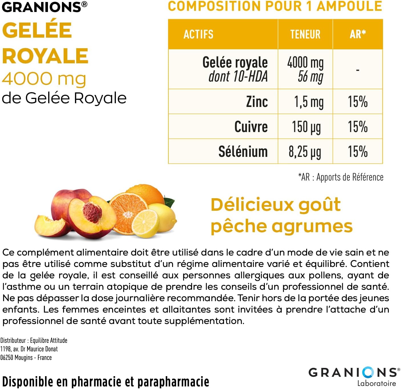 Detalle 2 de GRANIONS Gelee Royale 4000 mg – 10 ampoules 🩺