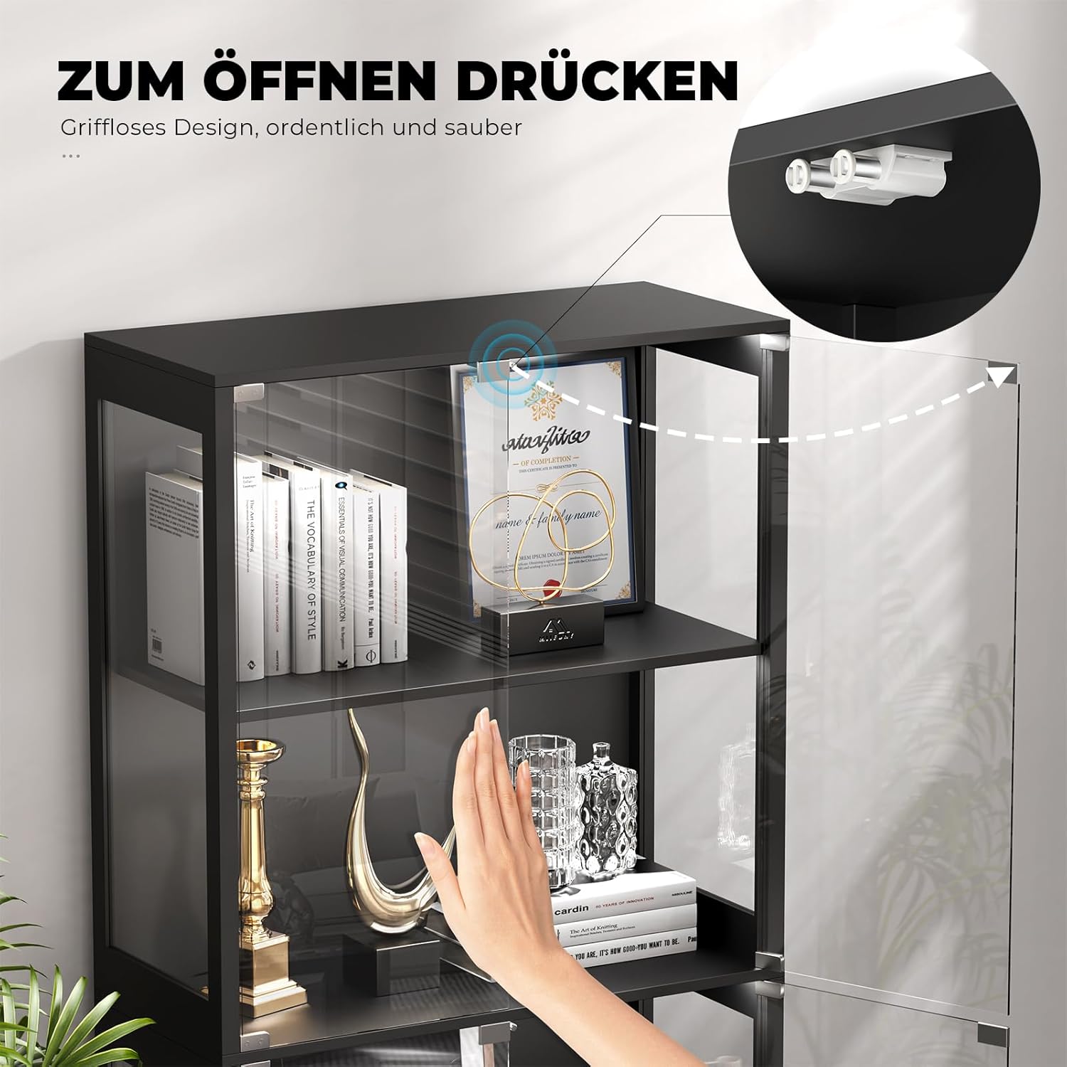 Detalle 2 de BROTTAR Vitrine LED Schwarz 80x165x36 cm
