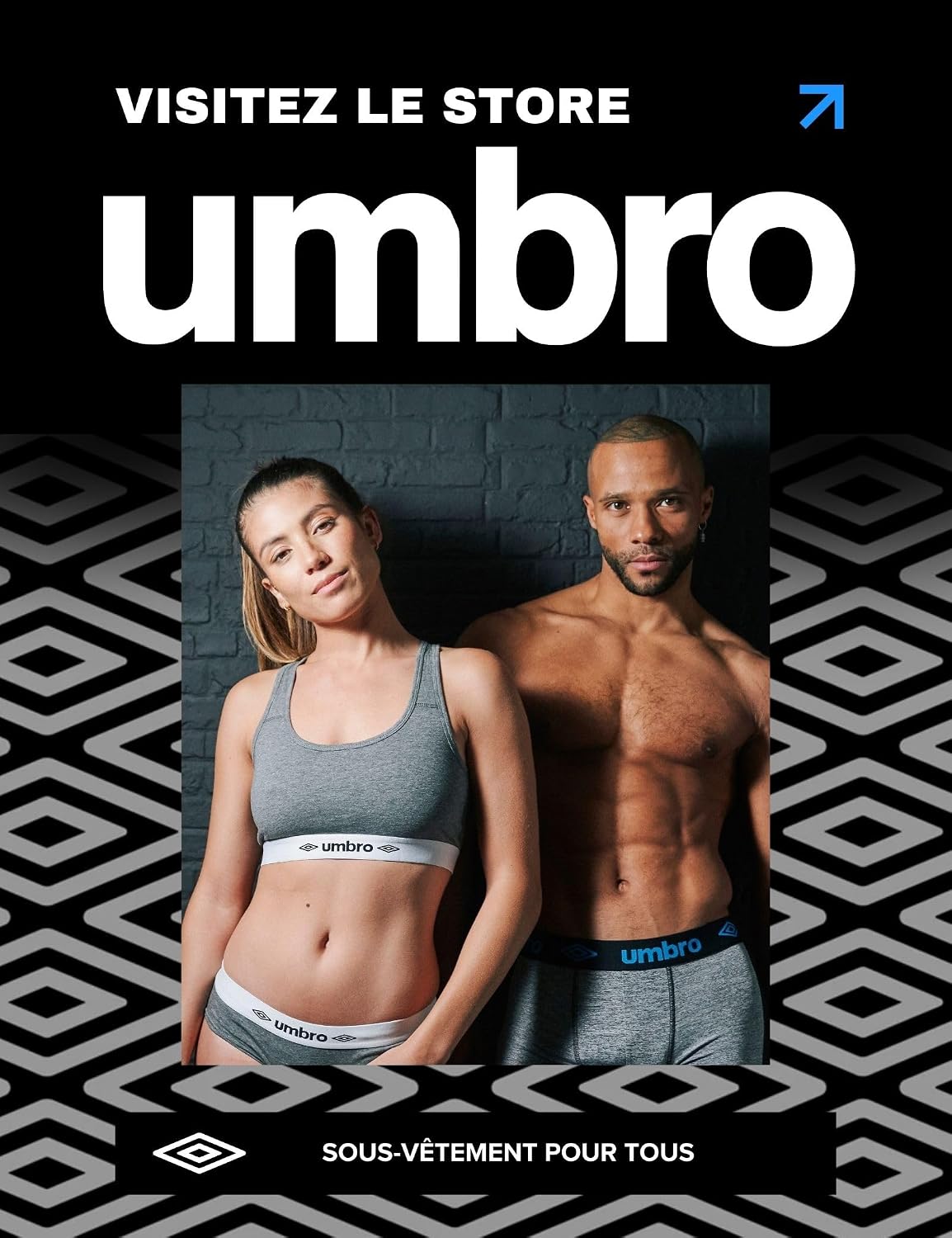 Detalle 2 de Umbro Caleçon Boxer Homme 100% Coton — Lot de 5 Noir CLA5 (M)