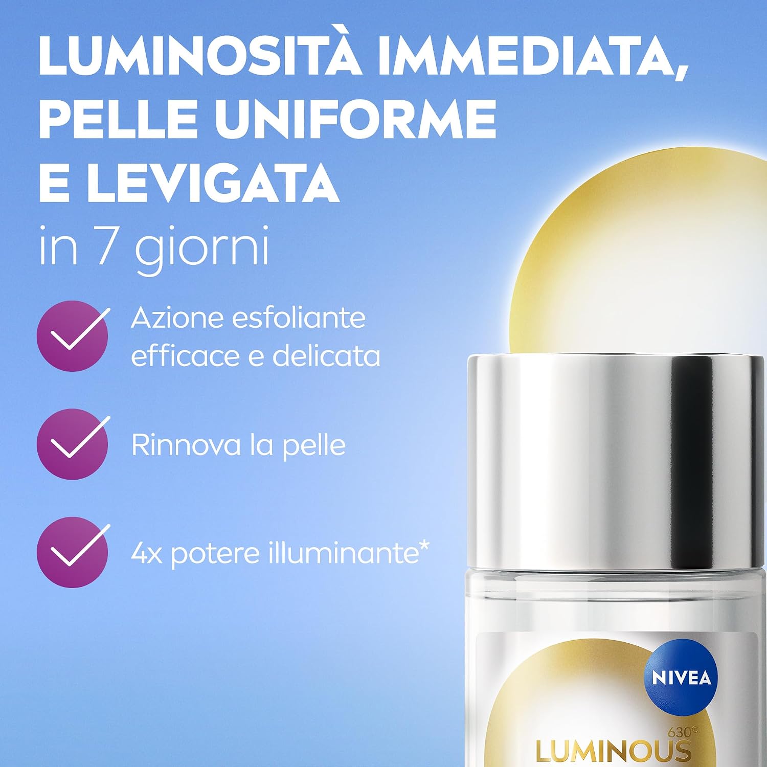 Detalle 2 de NIVEA Luminous630 Skin Glow Lozione Perfezionante viso senza risciacquo, 100 ml