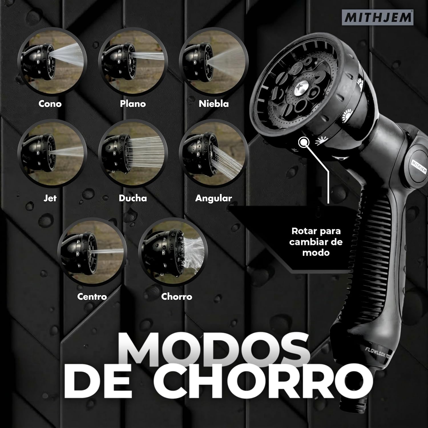 Detalle de Manguera Jardin 15m – MITHJEM Poliester 3750D Alta Densidad con Conectores Metalizados 1/2" y 3/4