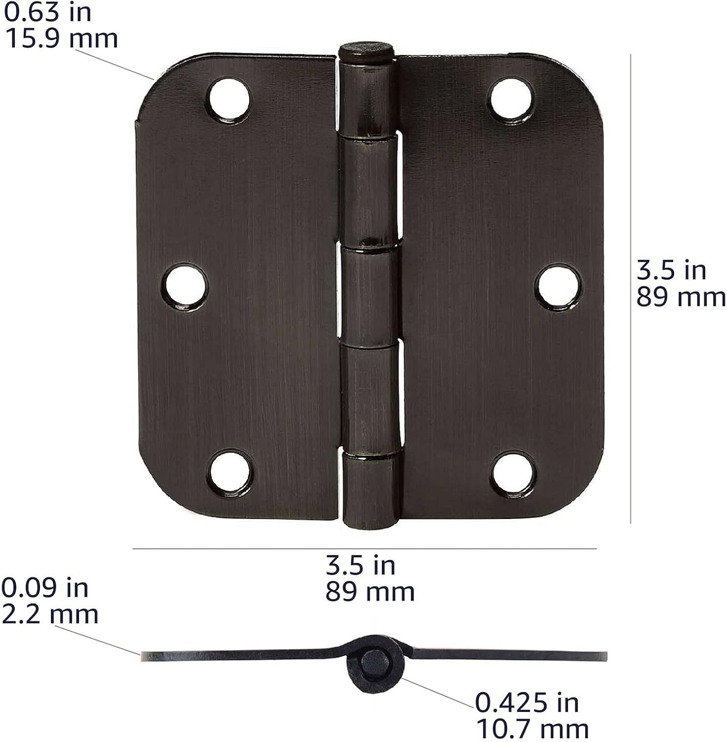 Thumbnail 4 de Amazon Basics Rounded Door Hinges 3.5 in 🛠