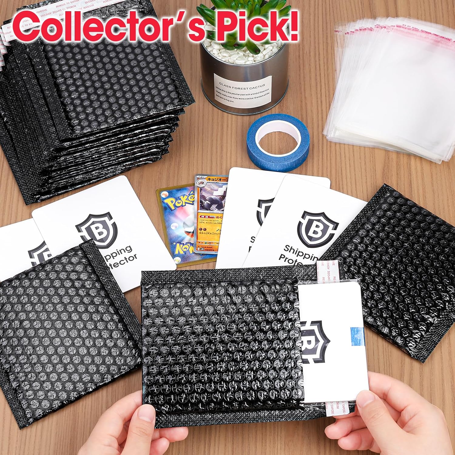 Detalle 2 de BGUP Trading Card Shipping Kit with 120 Protectors, 60 Mailers and 100 Bags