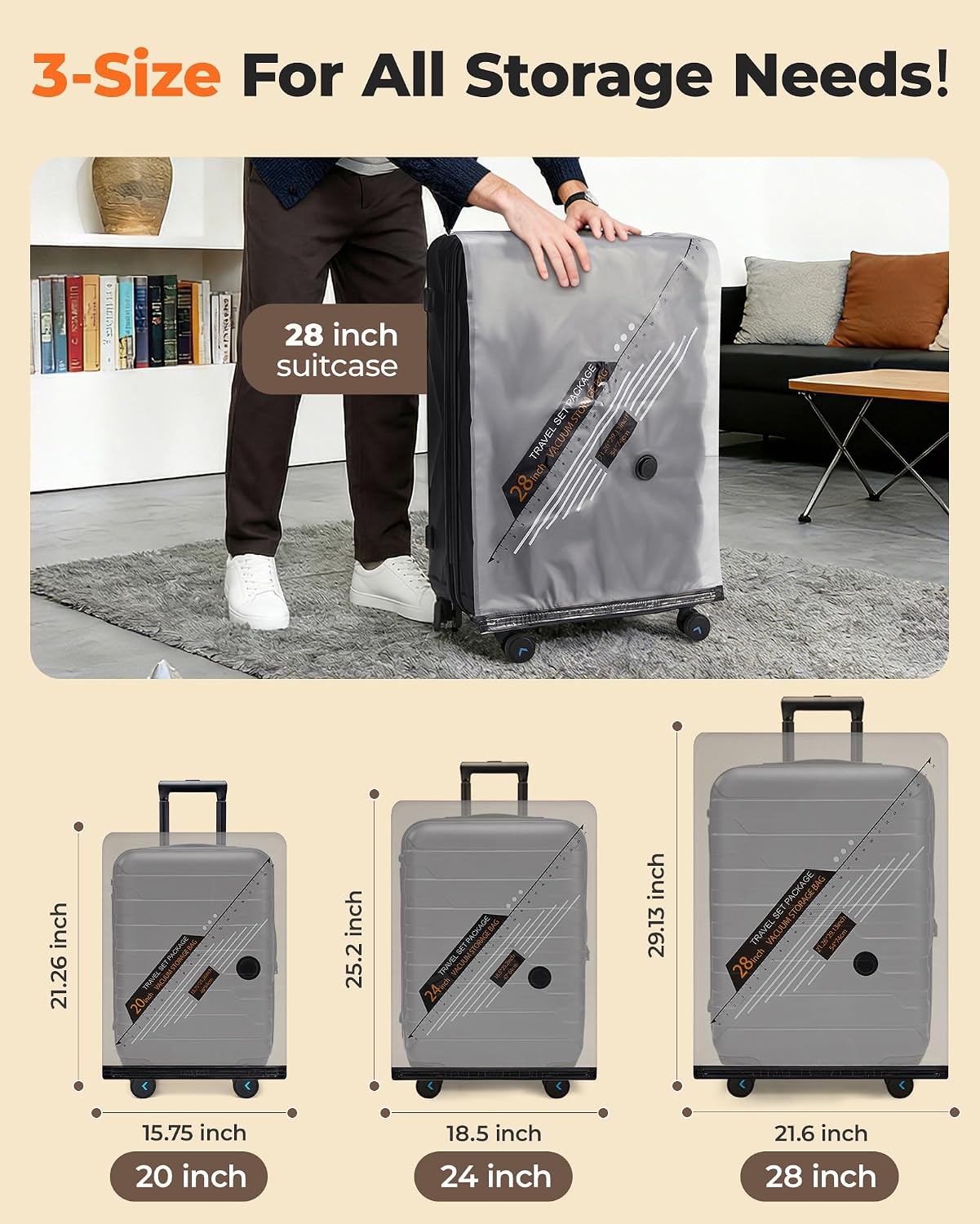 Detalle 2 de BAGSMART Travel Vacuum Bags for Suitcase & Home — 18 Pack with Wireless Pump