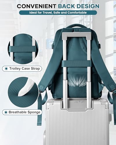 Thumbnail 6 de HPLQQ Mochila de cabina 40x30x20 para Ryanair (impermeable, apertura 180°, azul pavo real)