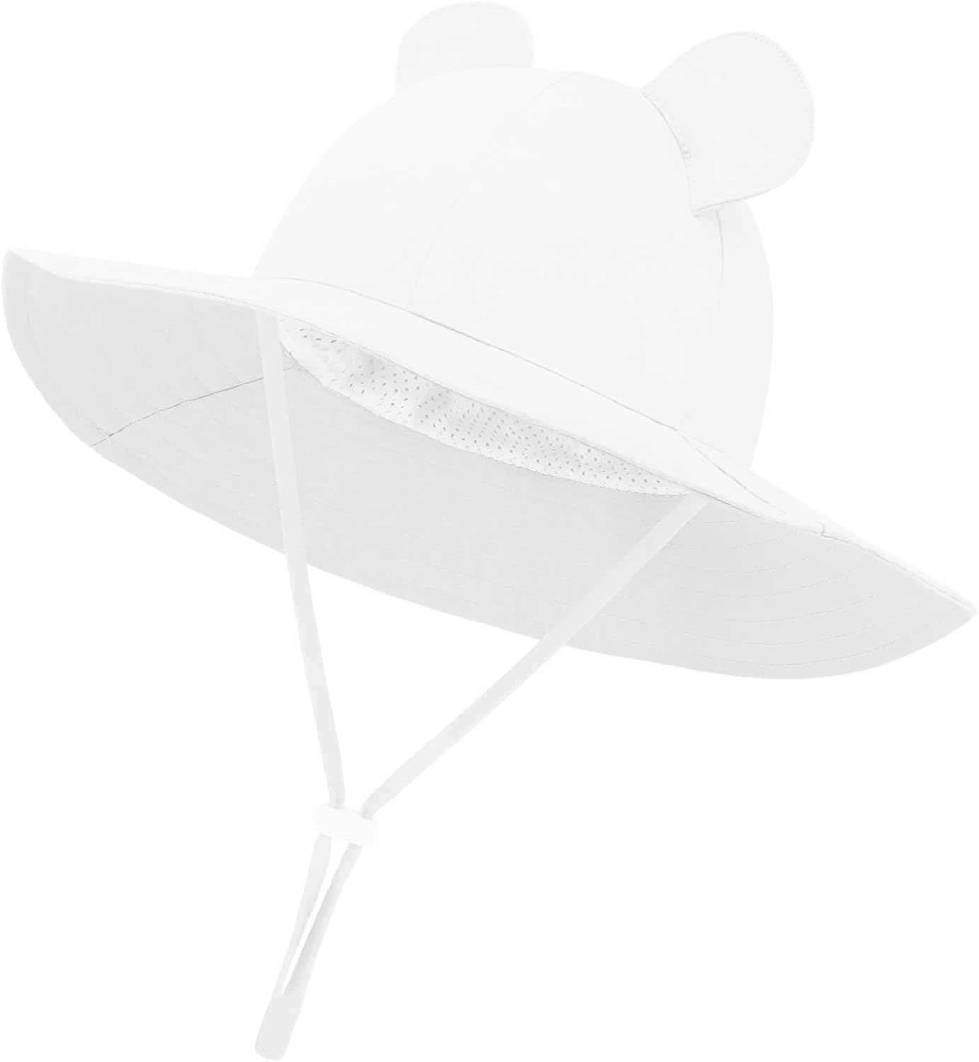 Detalle de DRESHOW Baby Sun Hat with Bear Ears — UPF 50+ Toddler Beach Cap in Cotton, Unisex, with Chin Strap