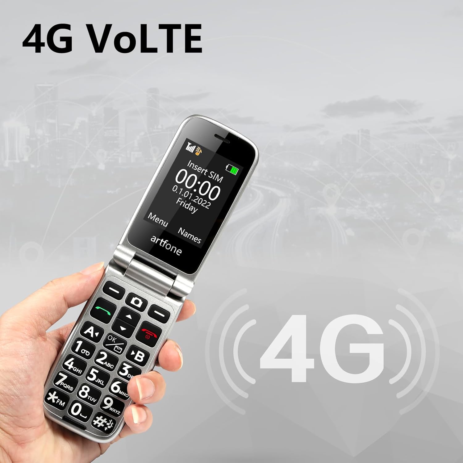 Thumbnail 1 de artfone G3 Grigio-4G: telefono pieghevole per anziani con SOS, doppio display e tasti grandi