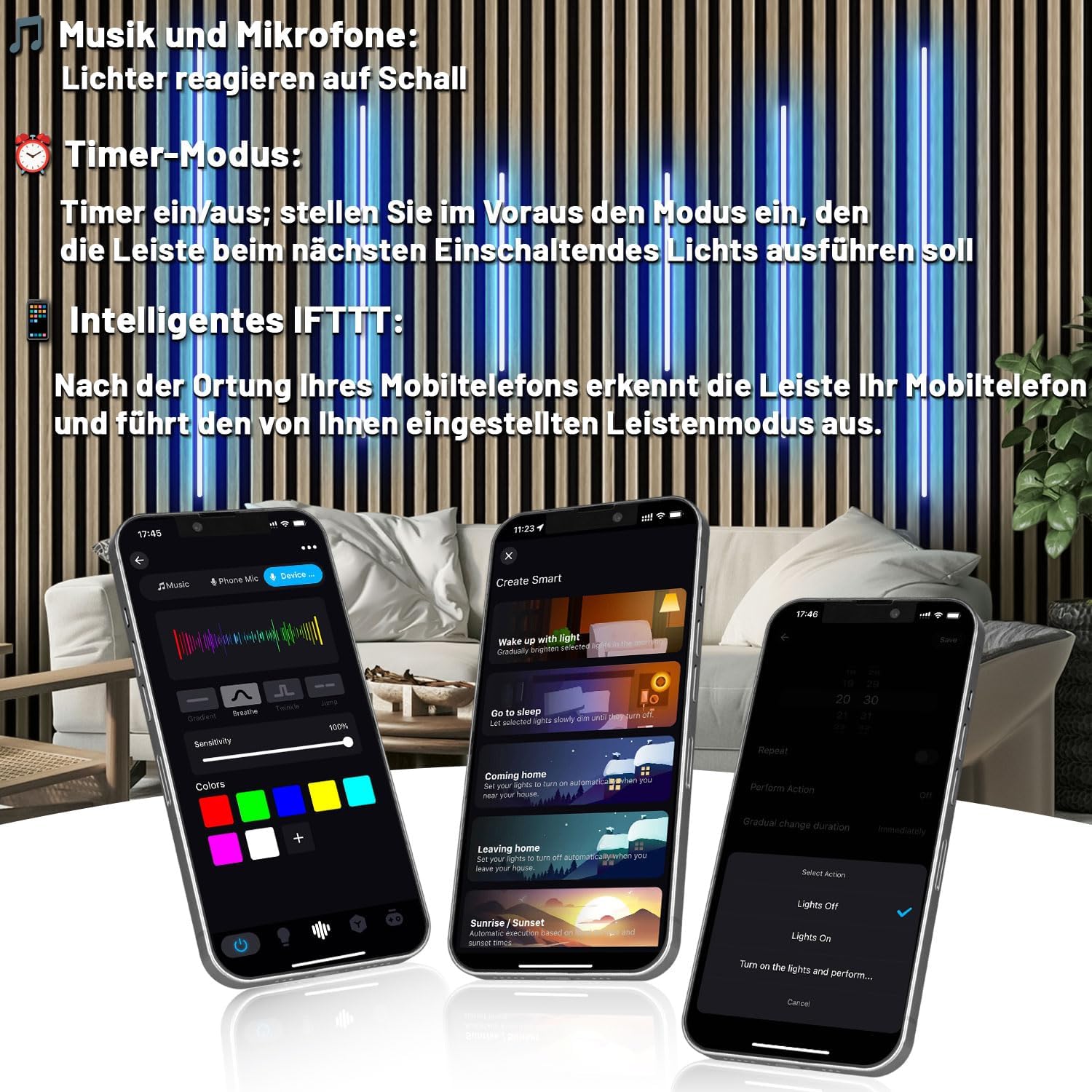 Thumbnail 2 de Lichaser RGB Schwarz LED Akustikpaneele 40/60/90 cm