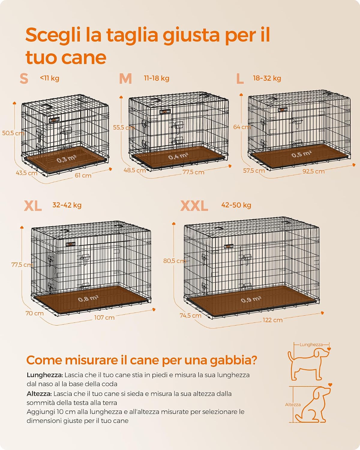Detalle de Feandrea Gabbia per Cani Pieghevole XL 107 x 70 x 77,5 cm, 2 Porte, Vassoio Rimovibile – Nero PPD42H