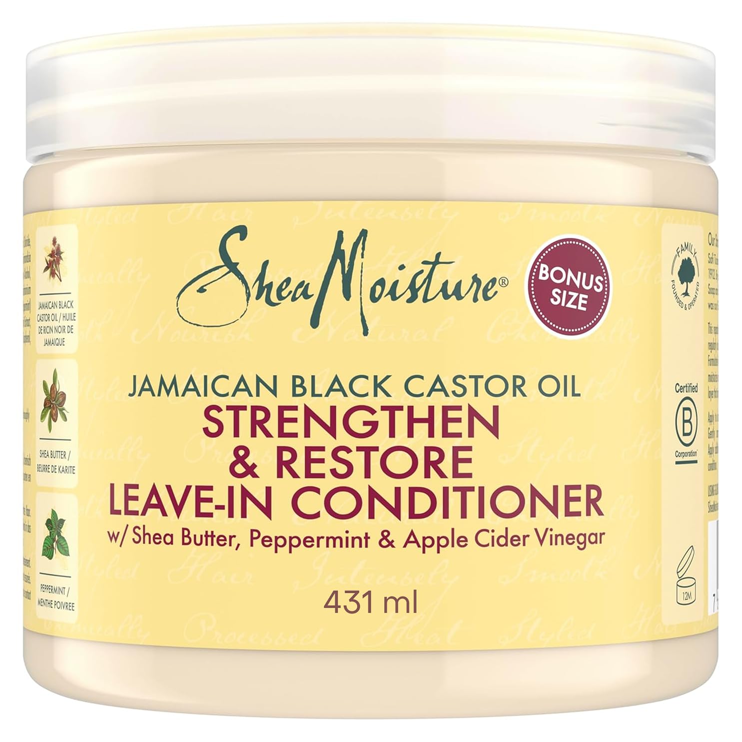 Thumbnail 3 de SheaMoisture Jamaican Black Castor Oil Strengthen & Restore Treatment Masque (Sheabutter/Pfefferminze/Apfelessig), 355 ml