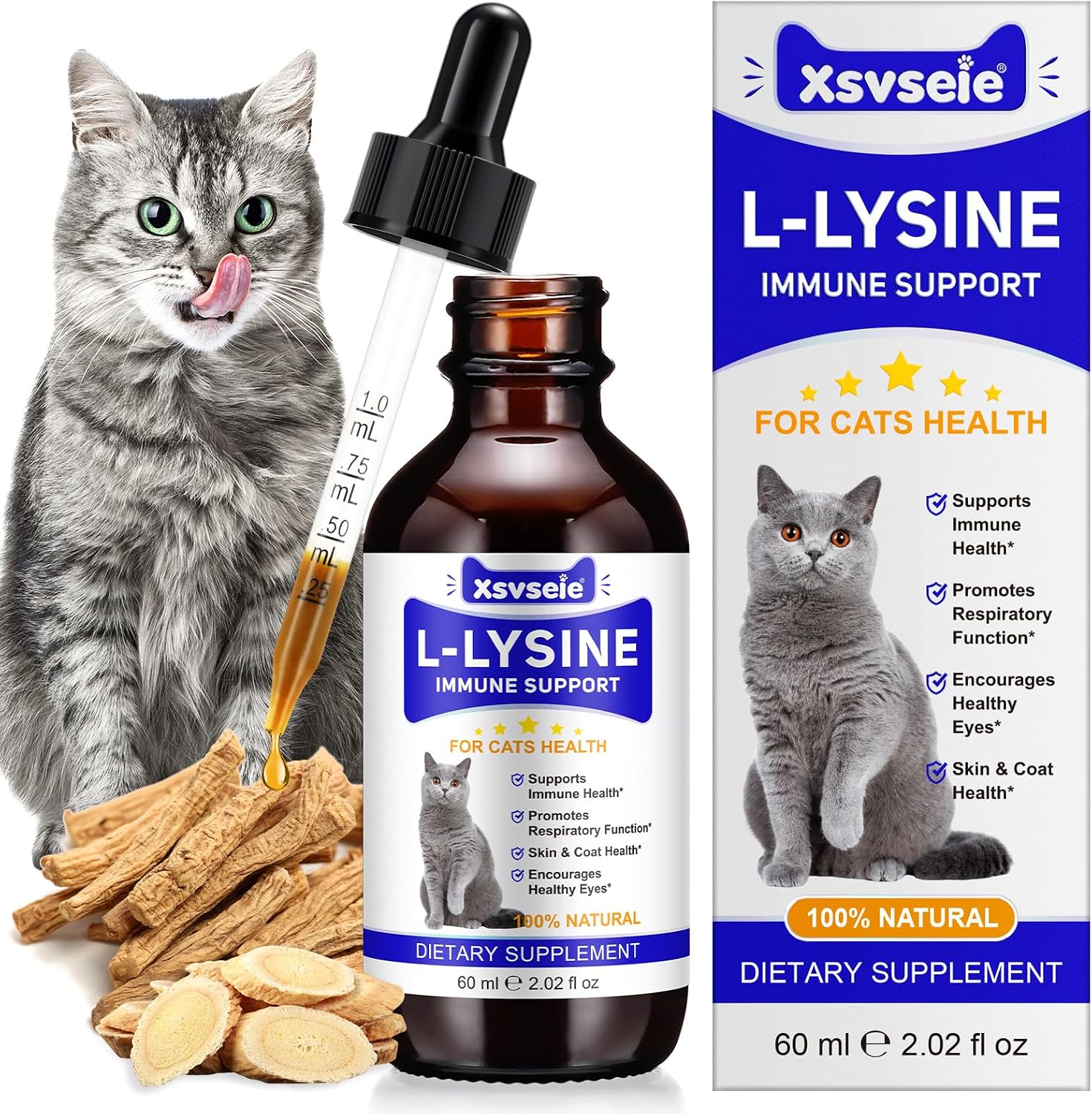 Detalle de L-Lisina para Gatos 60ML alivio respiratorio