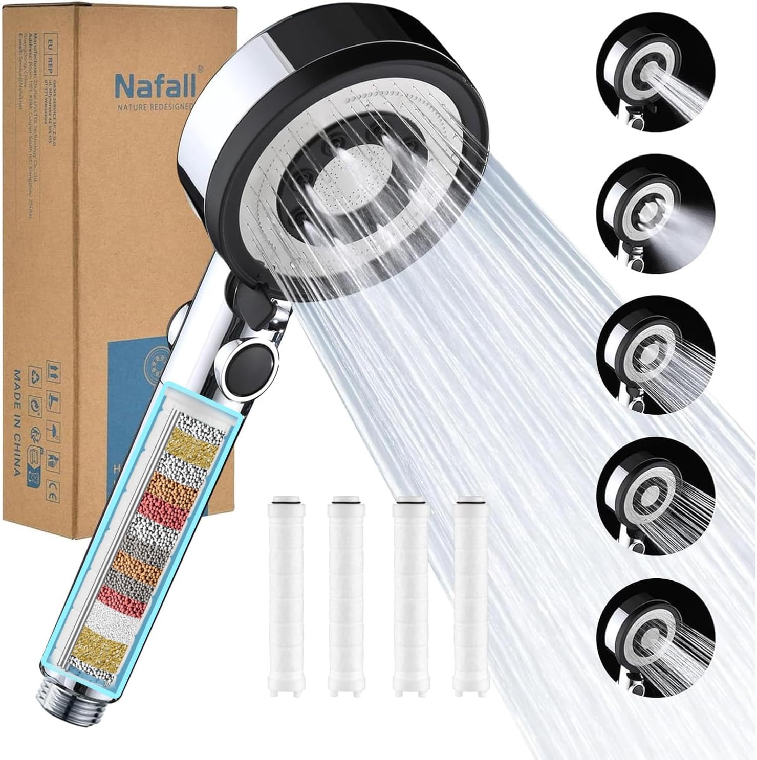 Nafall Pommeau Douche 5 modes 6 L/min