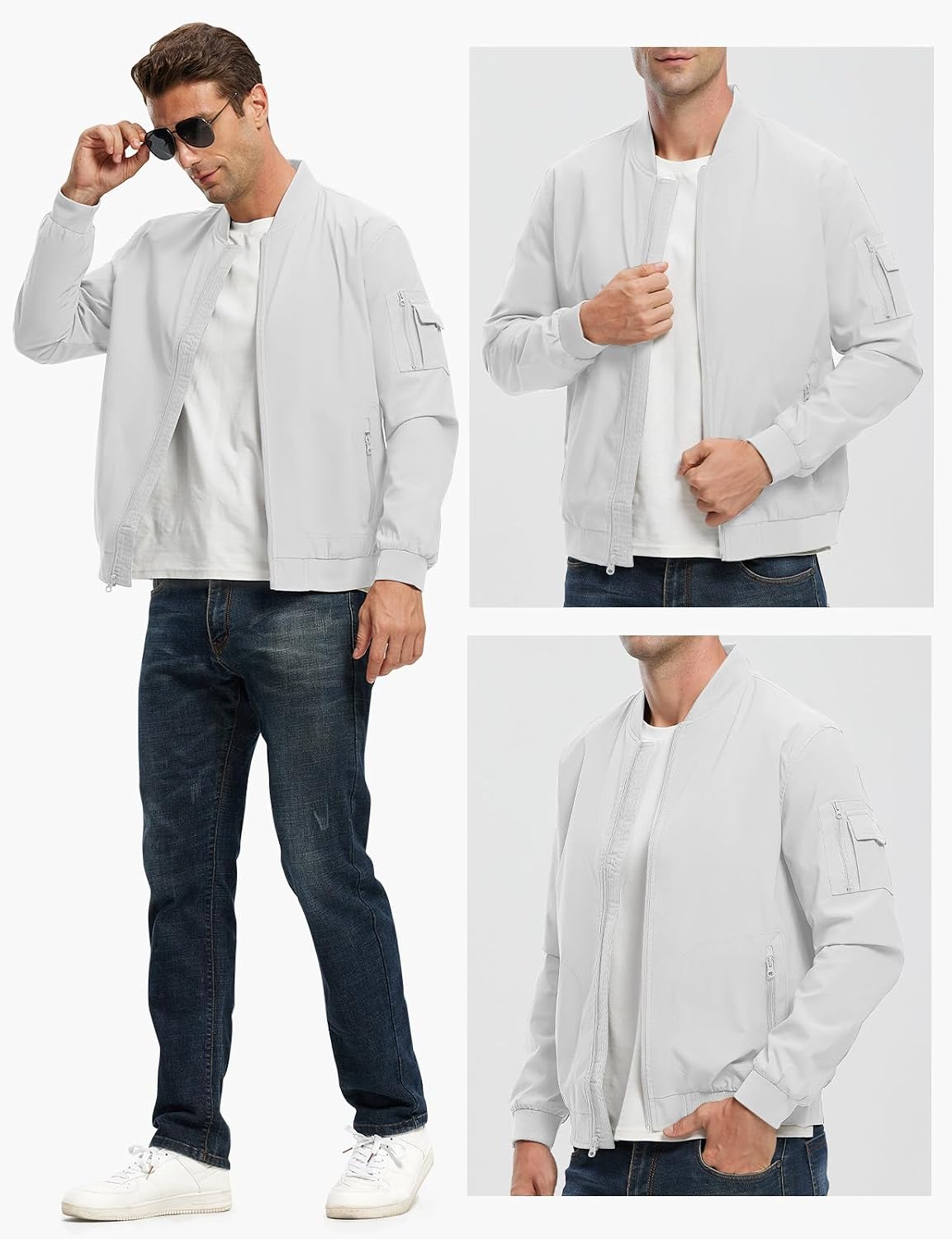 Thumbnail 6 de Rdruko Men’s Lightweight Bomber Jacket Windbreaker with Full-Zip & Ribbed Cuffs