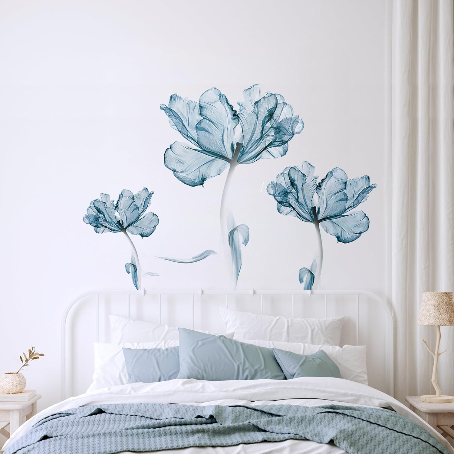 Thumbnail 3 de Tanlaby Grande Blu Fiori Adesivi Murali: decorazione floreale oversize per pareti