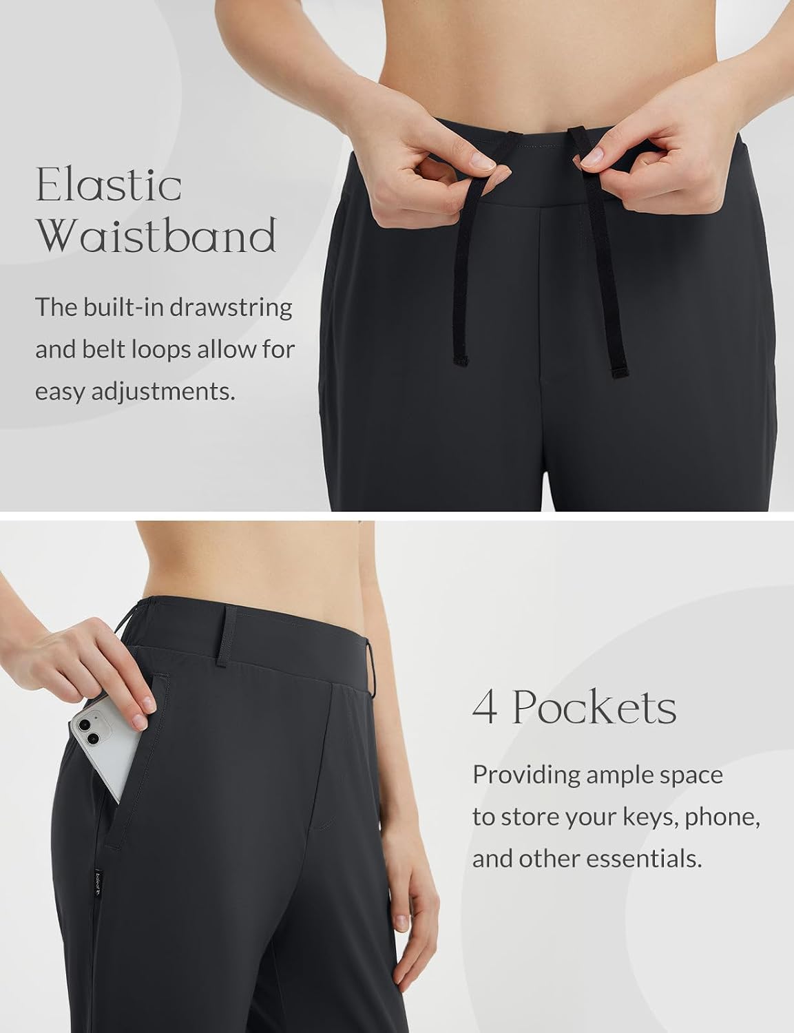Detalle de baleaf Women's Golf Pants with Belt Loops: 4-Pocket, UPF 50+, Stretch Travel Dressy Casual Slacks