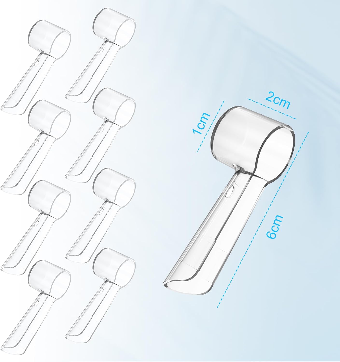 Detalle de LOPHE Copertura Spazzolino Antipolver 8 Pcs – Protezione trasparente per testine spazzolino, viaggio e lavoro