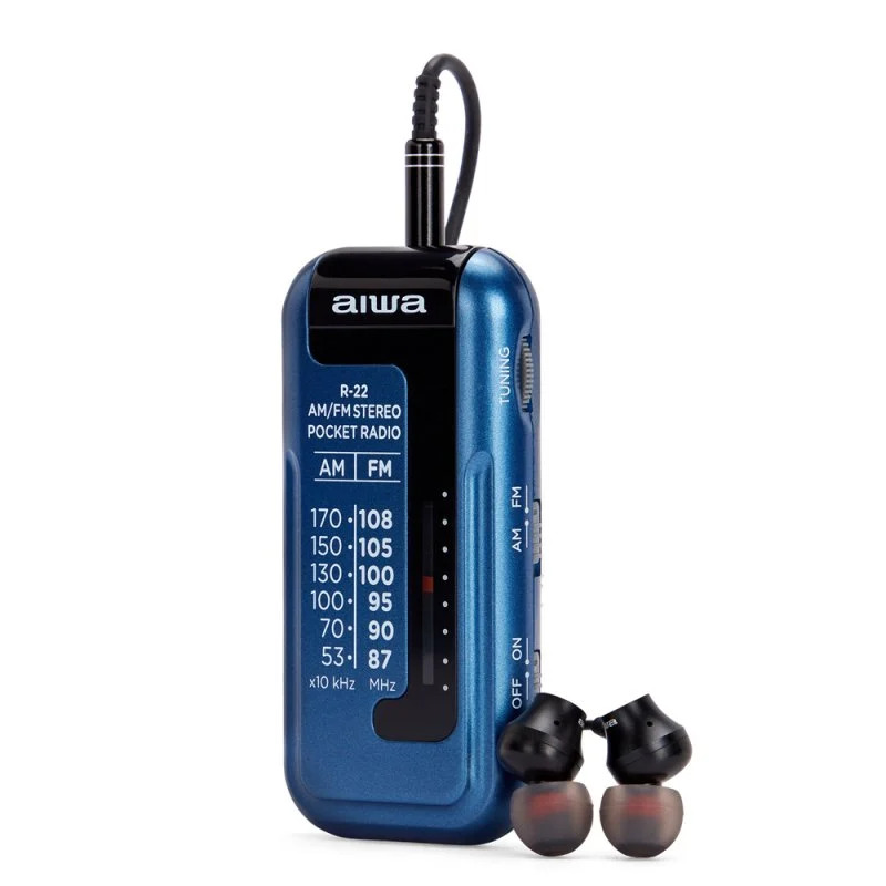 Detalle de Aiwa R-22BL Mini radio AM/FM azul