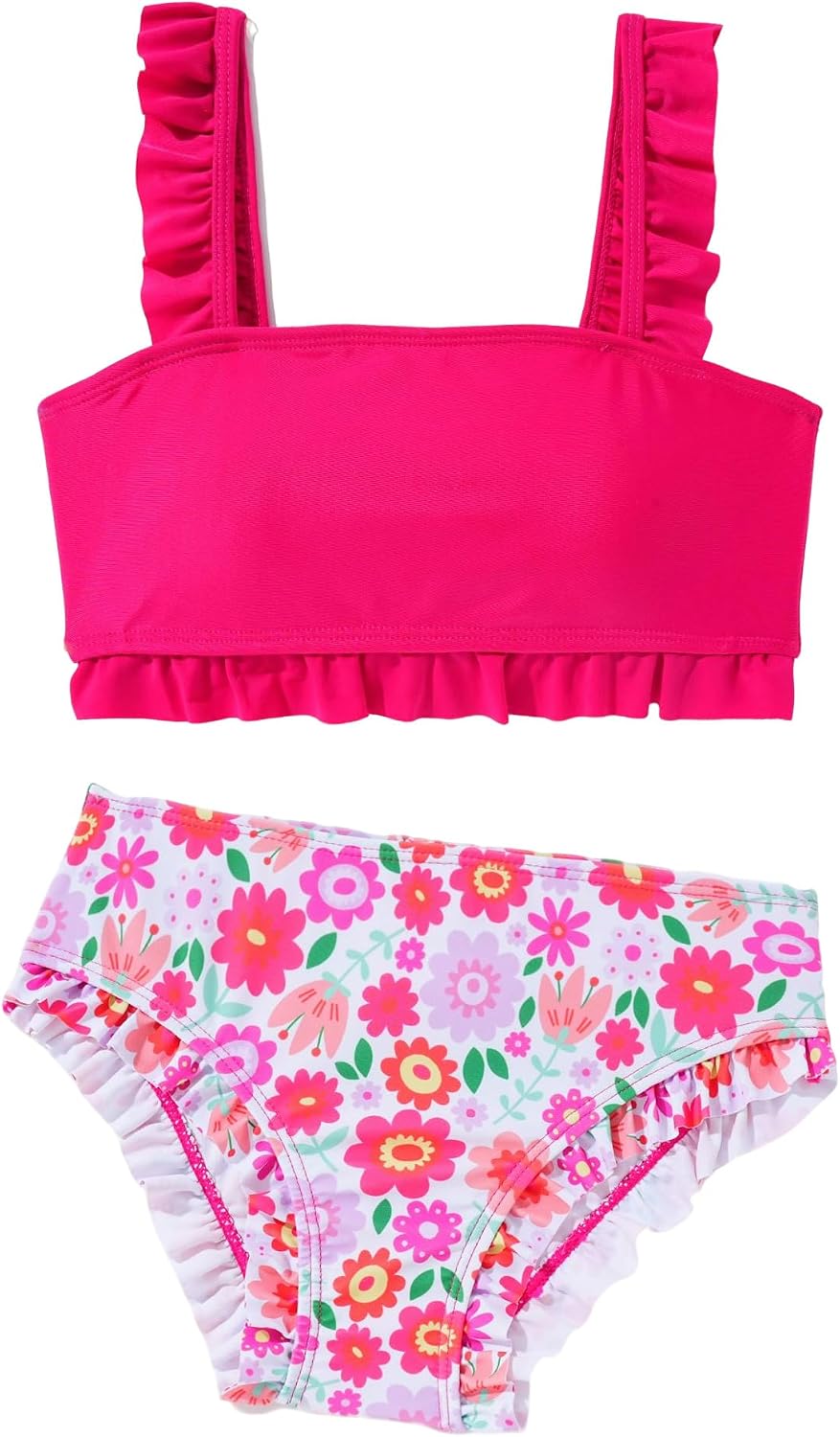 Detalle de Tween Girls Two-Piece Floral Print Bikini Set (Size 5–14) with Chest Pads
