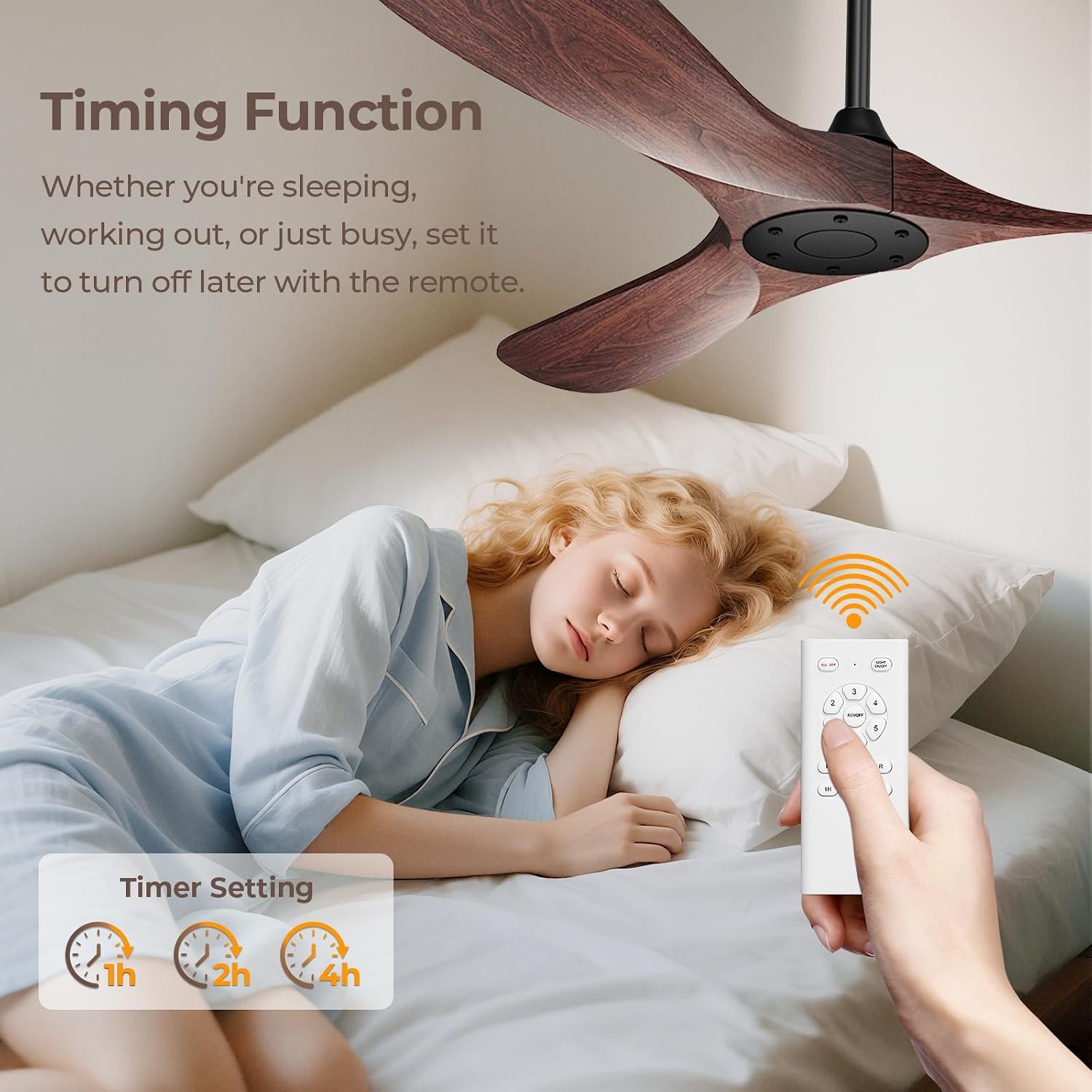 Detalle 1 de Obabala YM-QWABS001-60-002-3 60-Inch Ceiling Fan, Walnut, Remote, 6 Speeds