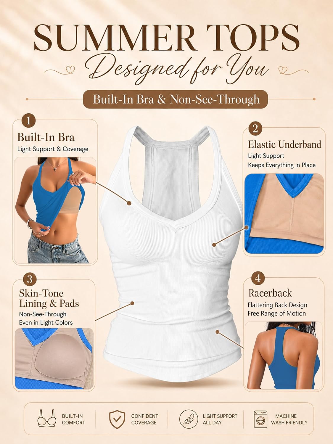 Detalle de Danysu Cotton V-Neck Tank Top