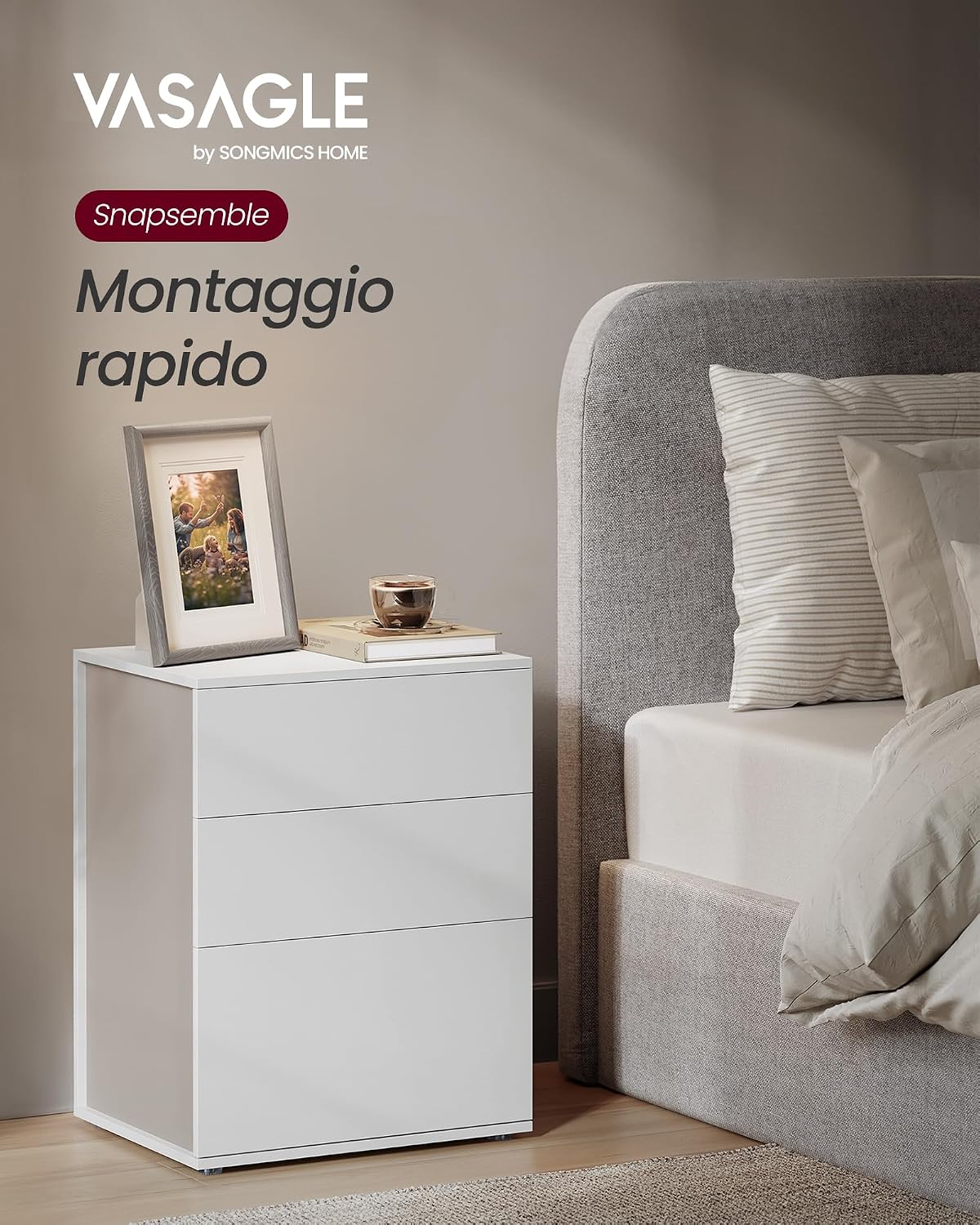 Detalle 1 de VASAGLE LET778W01 comodino 35 x 45 x 58,7 cm