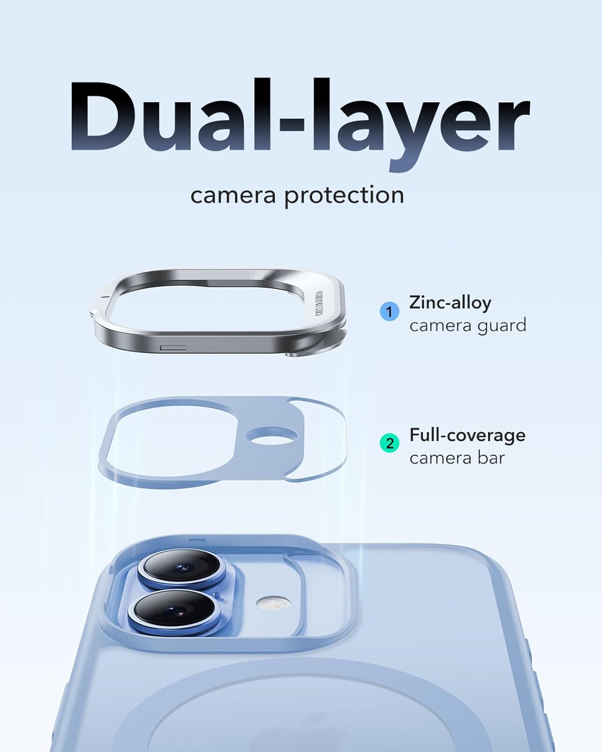 Thumbnail 3 de ESR for iPhone 17 Case with Stash Stand – MagSafe Compatible, Frosted Light Blue