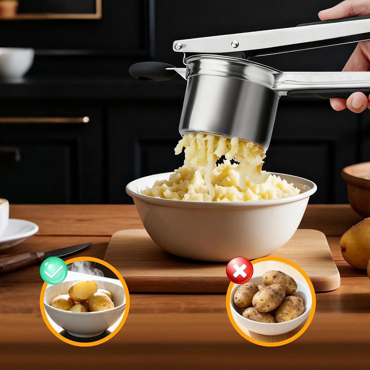 Detalle de ACOMTUO Kartoffelpresse mit 4 Sieben