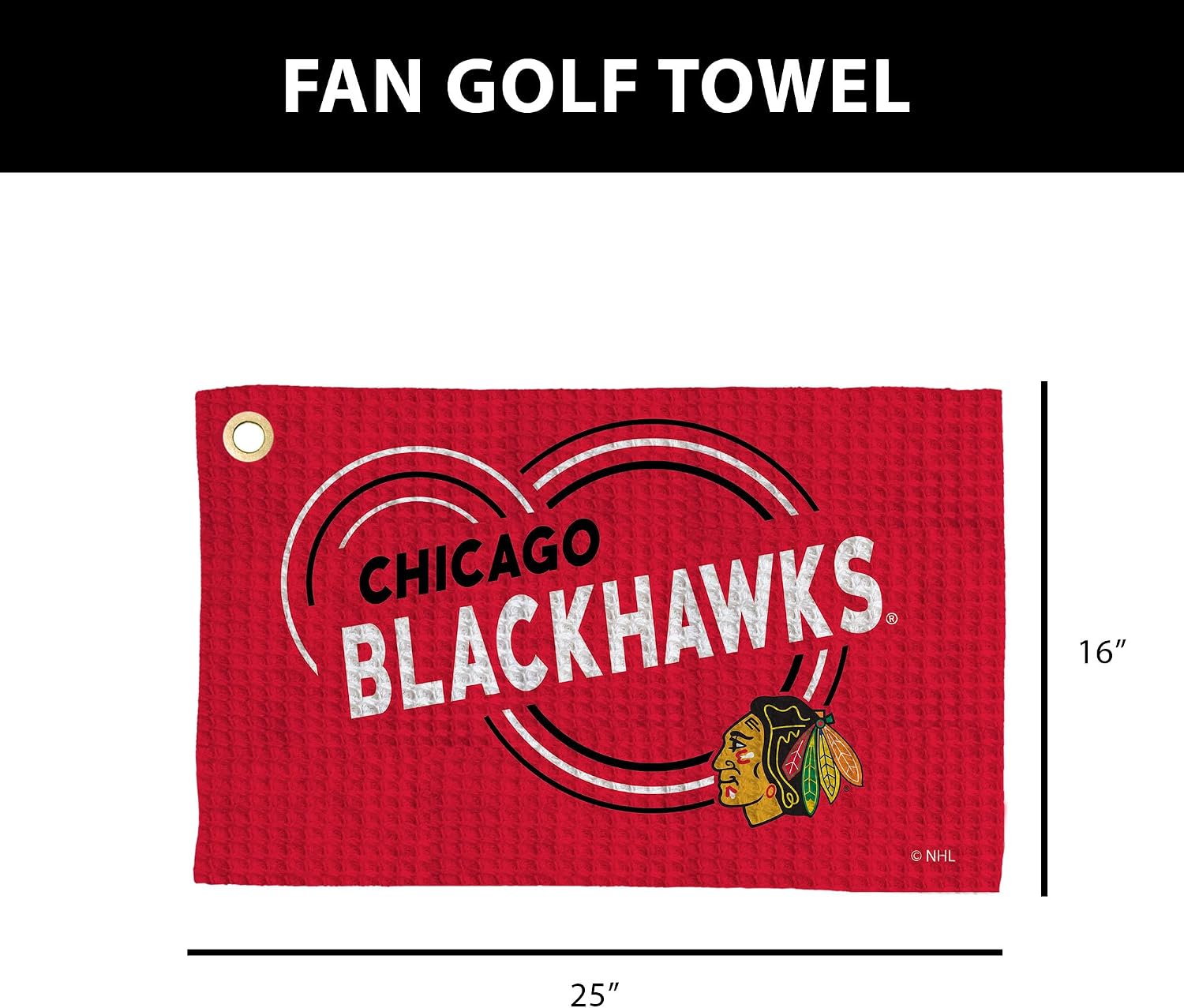 Detalle de Northwest NHL Golf Towel (Official Licensed Microfiber Waffle) 16x25 in Club Cleaning Accessory