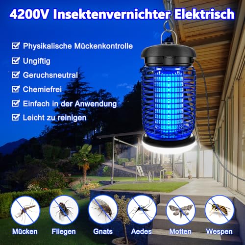 Detalle de Seenlast Lampe Anti Moustique LED 15W – Tueur d'Insectes Électrique 4200V, IPX4, 140 m²
