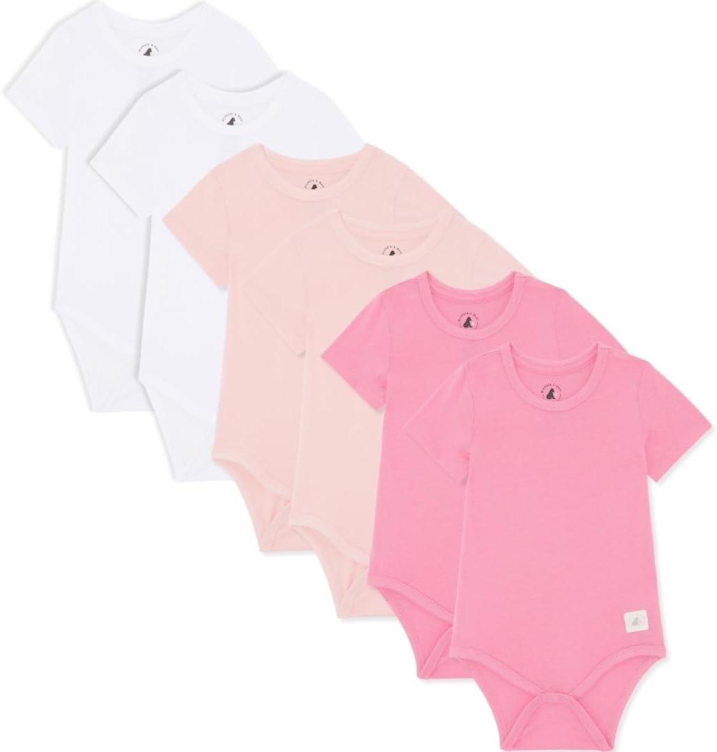 Detalle de Bramble & Bear Organic Cotton Baby Vests (3/6 Pack) – Short & Long Sleeve Unisex Bodysuits for 0–3 Years