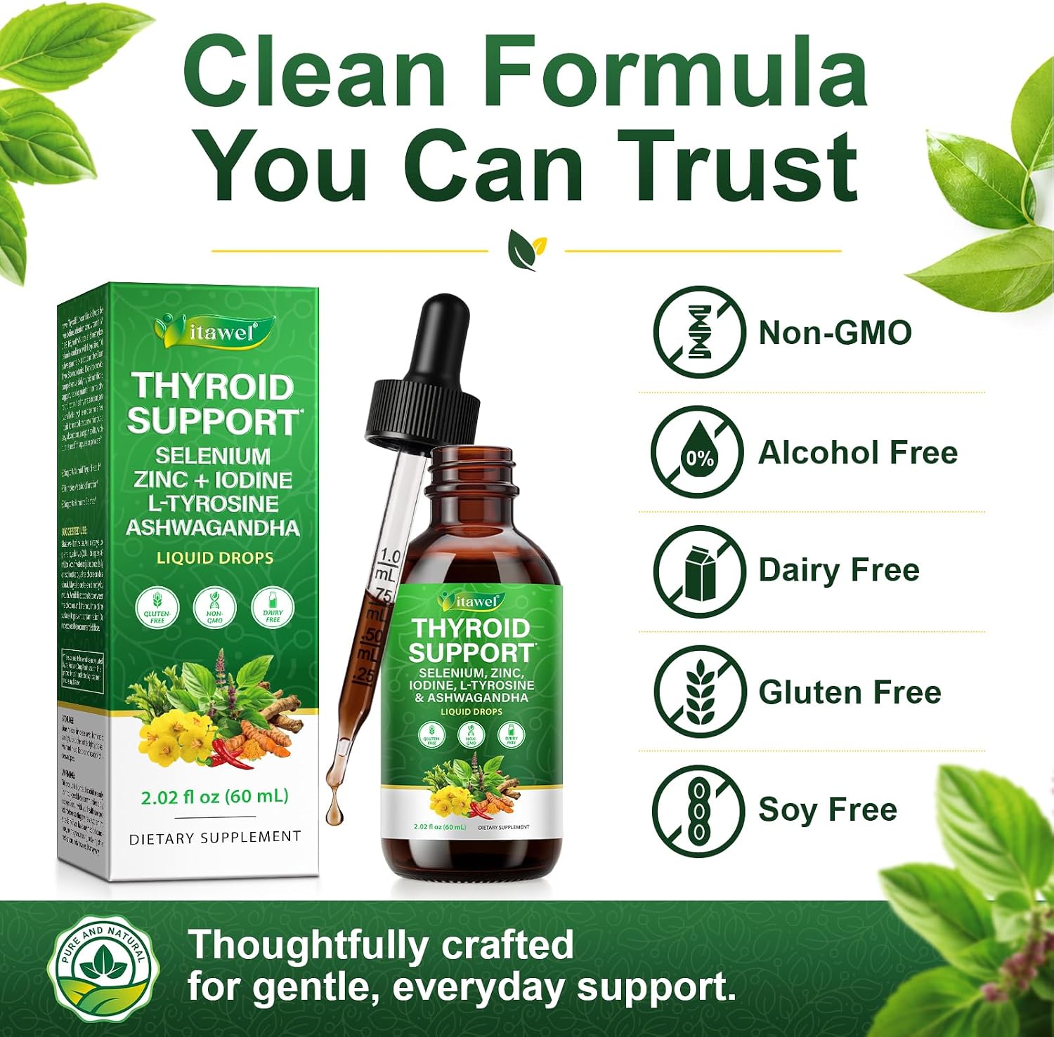 Detalle de Thyroid Support Liquid Drops 60ml – A practical blend for metabolism and hormonal balance