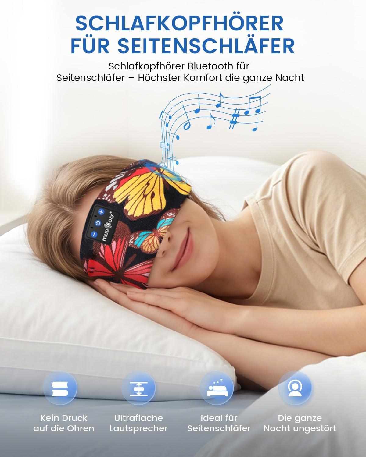Thumbnail 1 de MUSICOZY Schlafkopfhörer Stirnband Bluetooth 5.4 – Ultradünne 11 mm Treiber, 14 Std Akku, Waschbares Design
