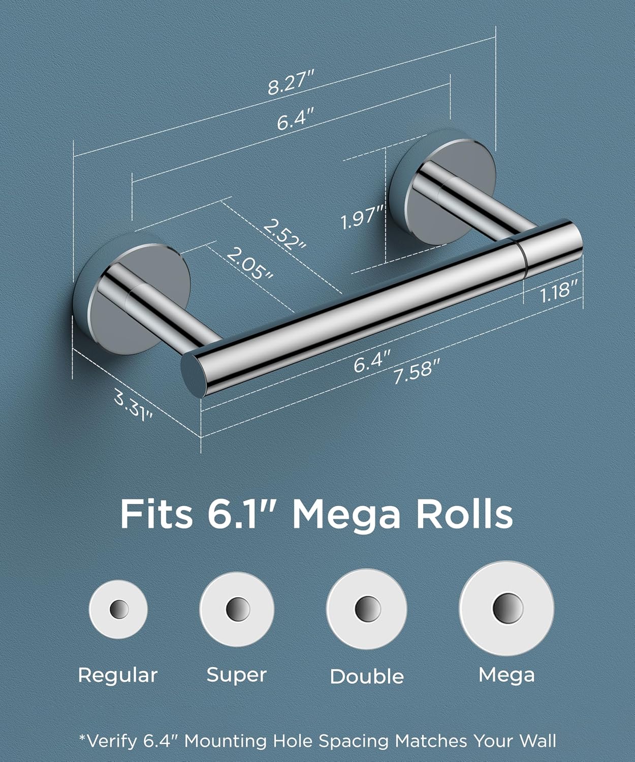 Detalle de FORIOUS Wall-Mount Toilet Paper Holder, Chrome