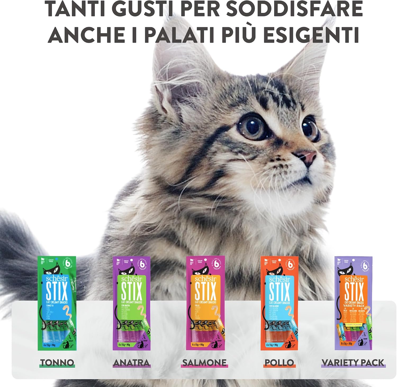 Detalle de Schesir Stix Tonnetto 12x6x15 g – Grain-free Fisch-Aperitif in Mini-Portionen