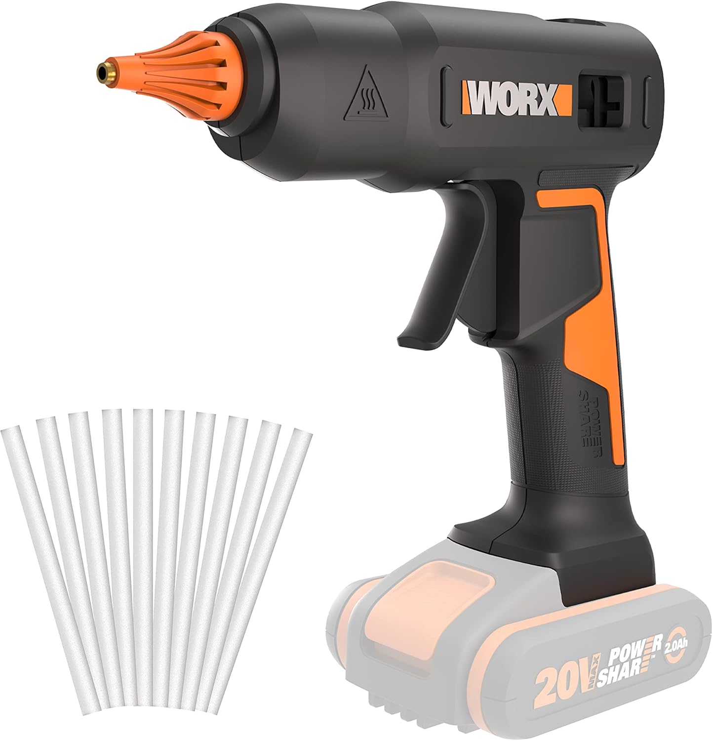WORX 18V Cordless Hot Glue Gun WX045.9 (20V MAX), 60W, up to 200°C